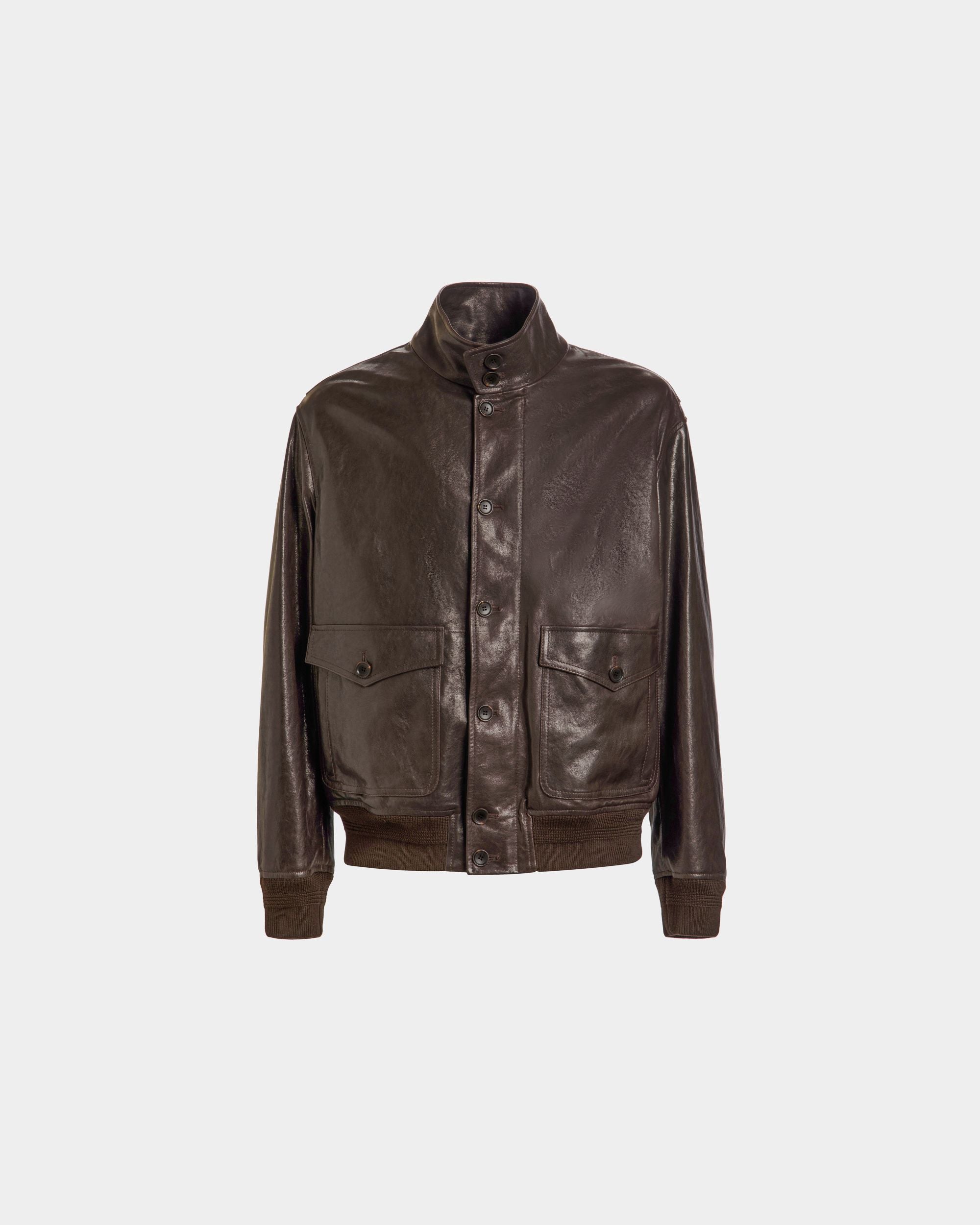 Bomberjacke Aus Leder In Ebenholzschwarz - Herren - Bally - 01