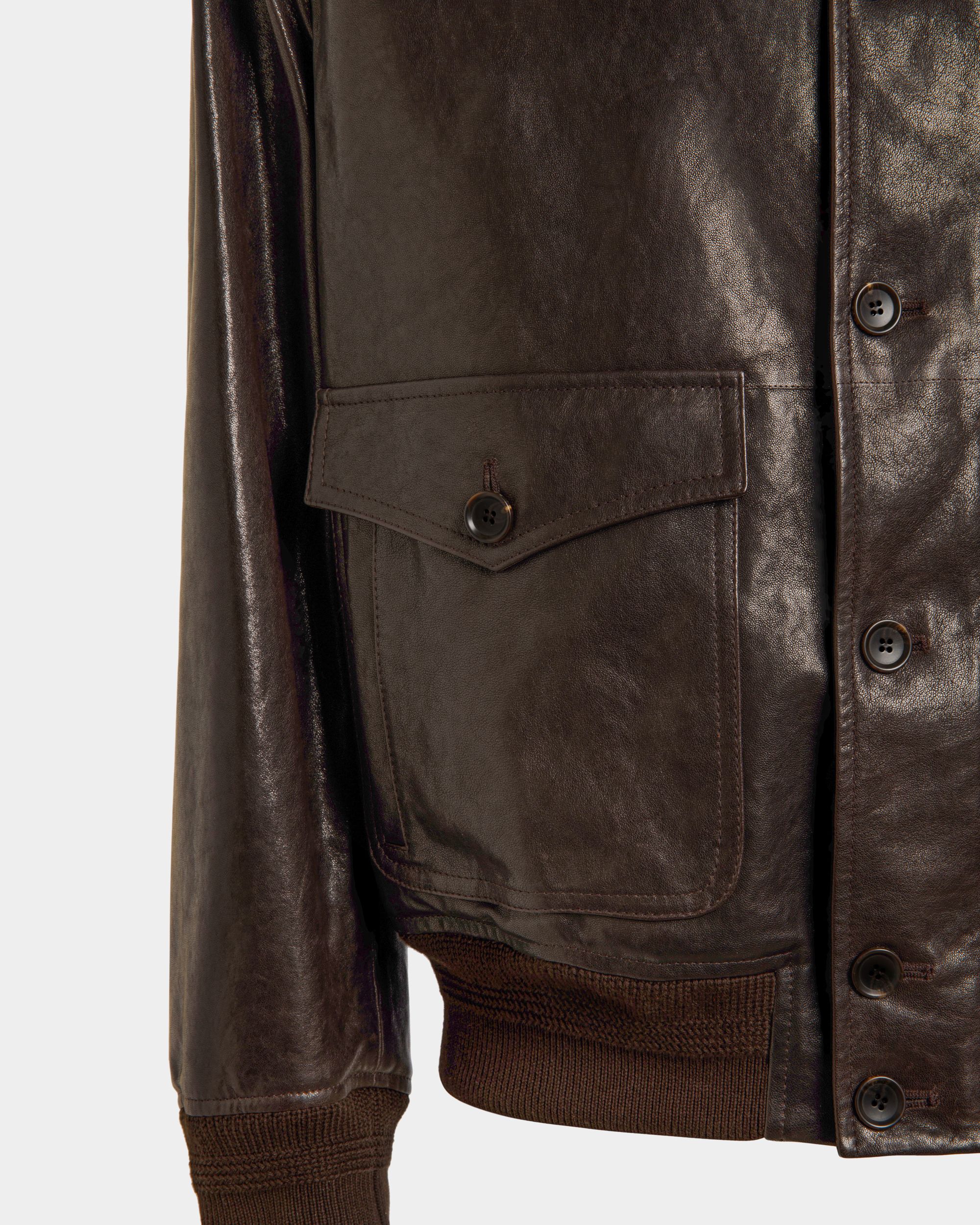 Bomberjacke Aus Leder In Ebenholzschwarz - Herren - Bally - 01