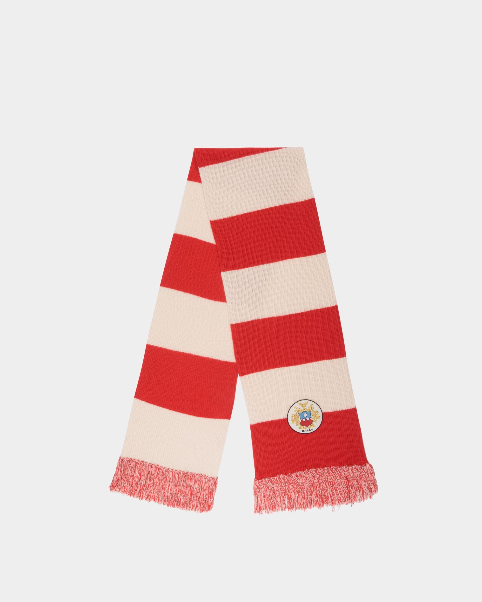 Schal Aus Wolle In Candy Red Und Elfenbein Mit Bally-Wappen-Logo - Herren - Bally - 01