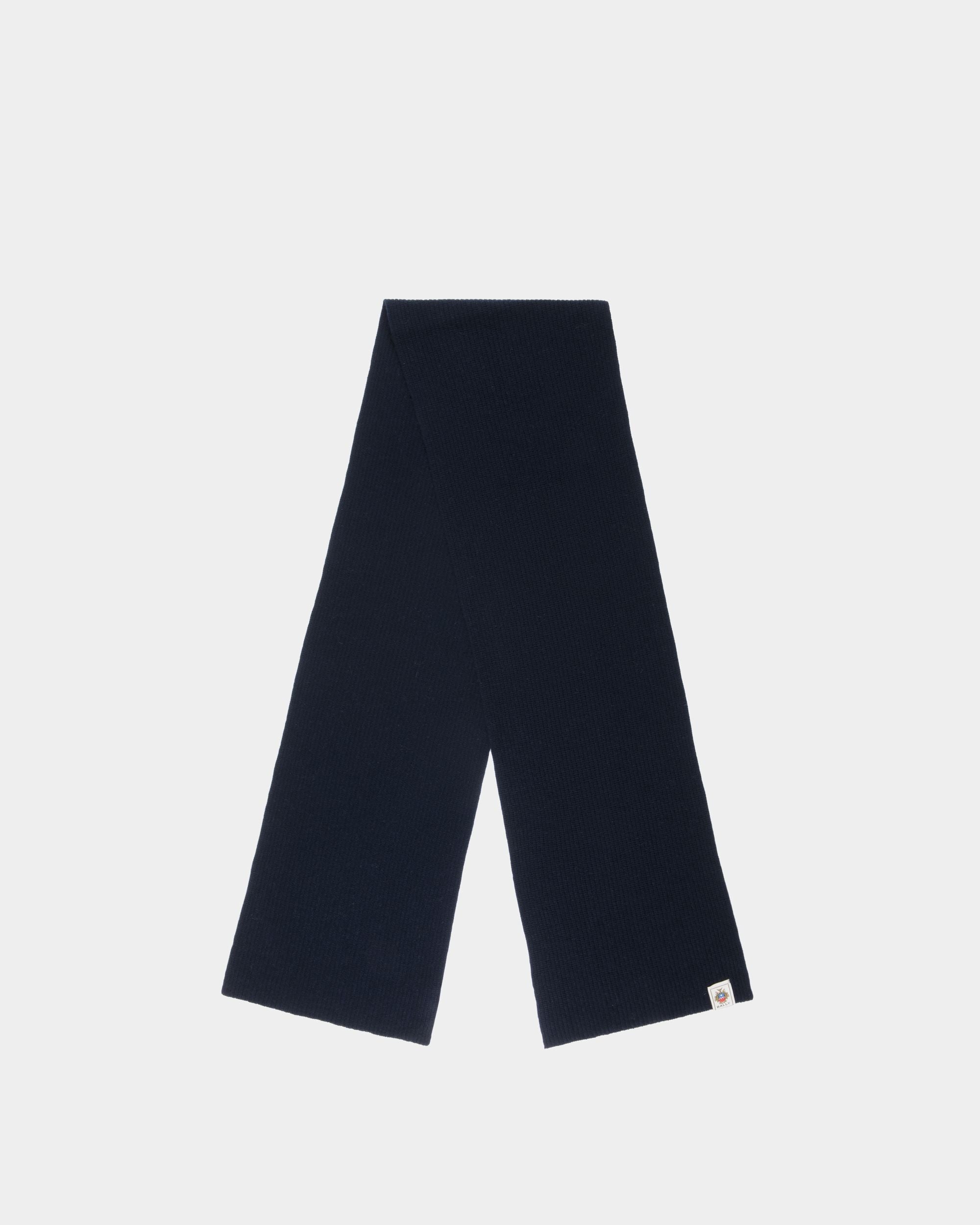 Schal Aus Wolle In Navy Blue Mit Bally Crest Logo - Herren - Bally - 01