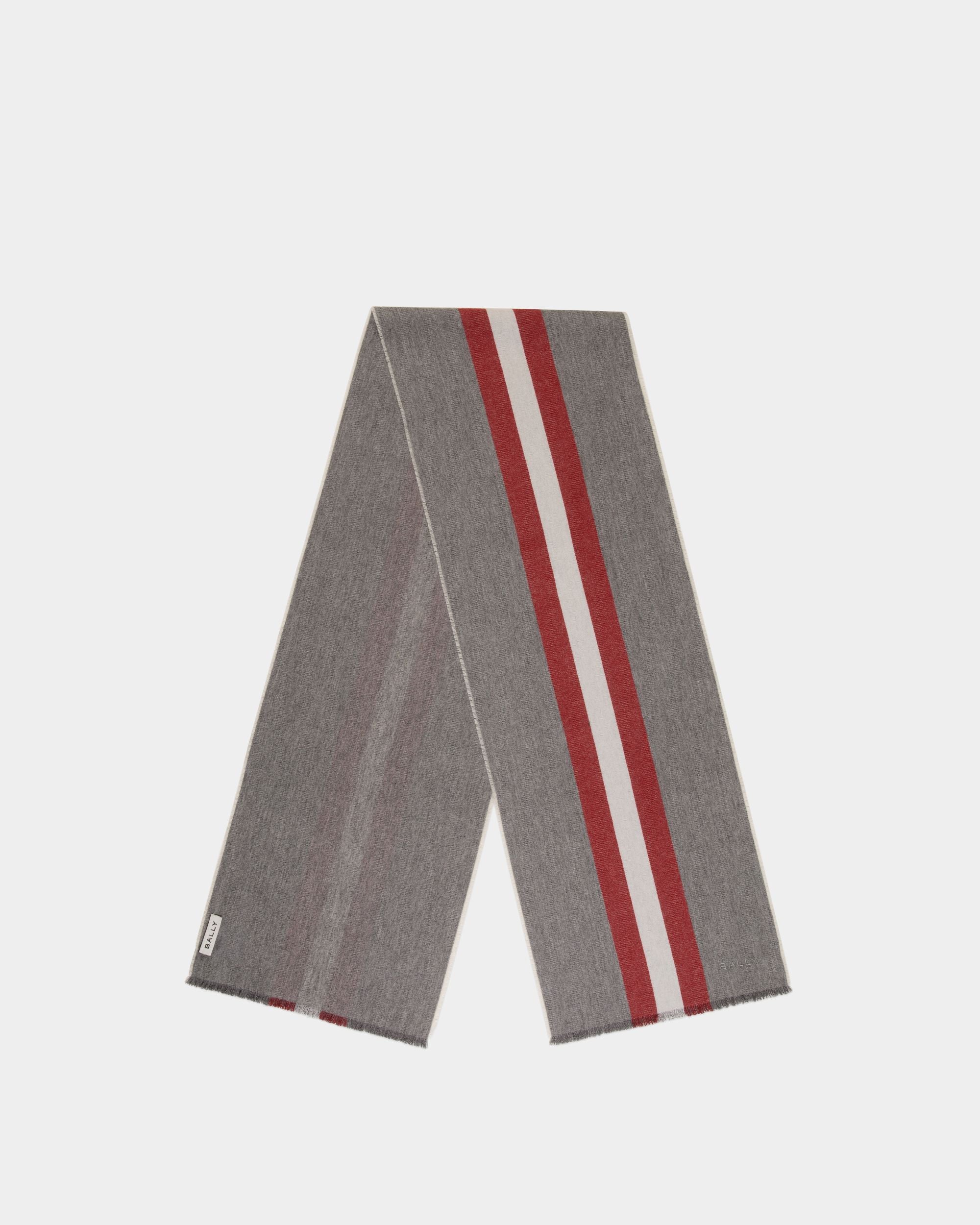 Schal Aus Dunkelgrauer Wolle Mit Bally-Ribbon - Herren - Bally - 01