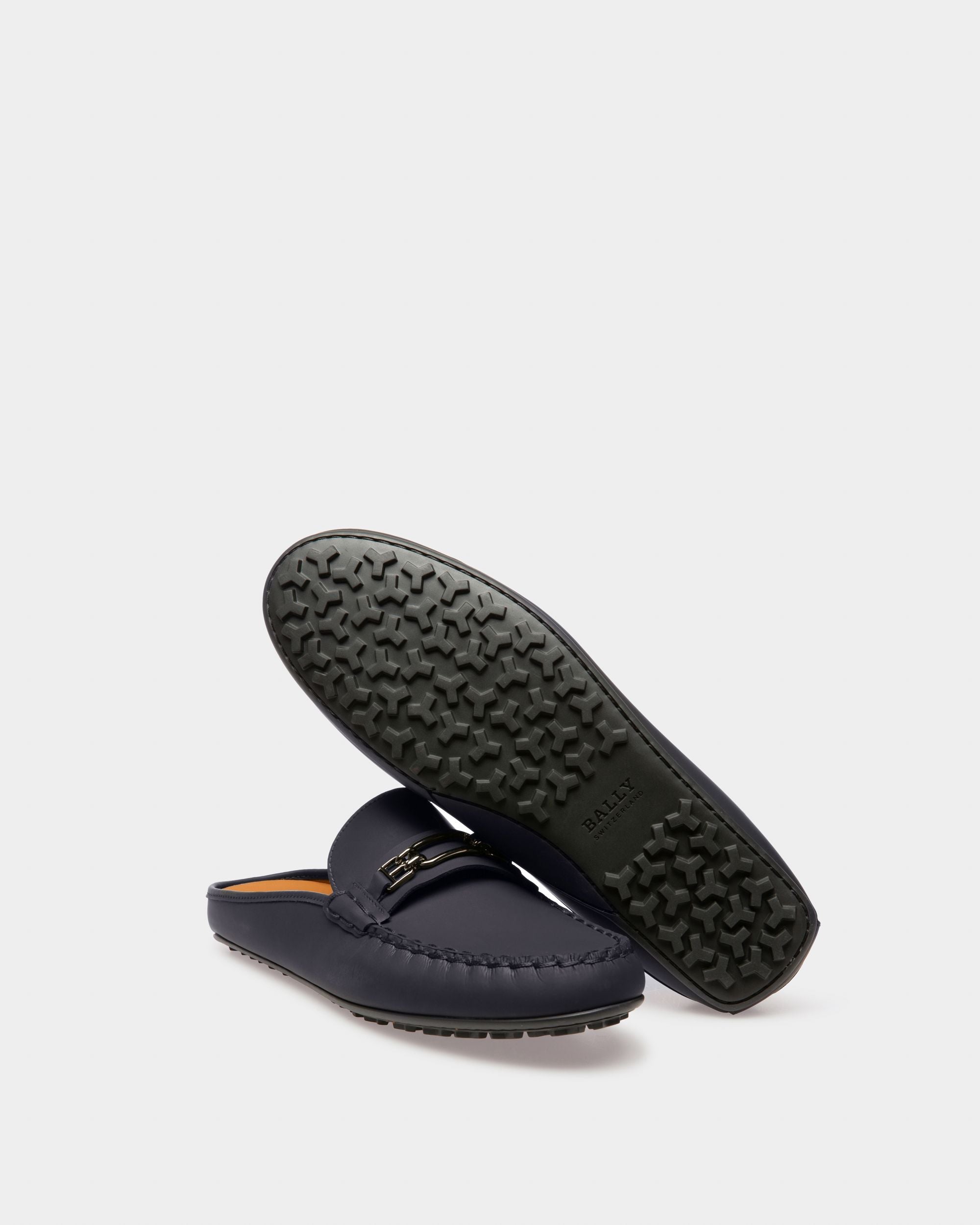 Villeneuve Driver-Schuh Aus Gummibeschichtetem Leder In Navy Blue - Herren - Bally - 04