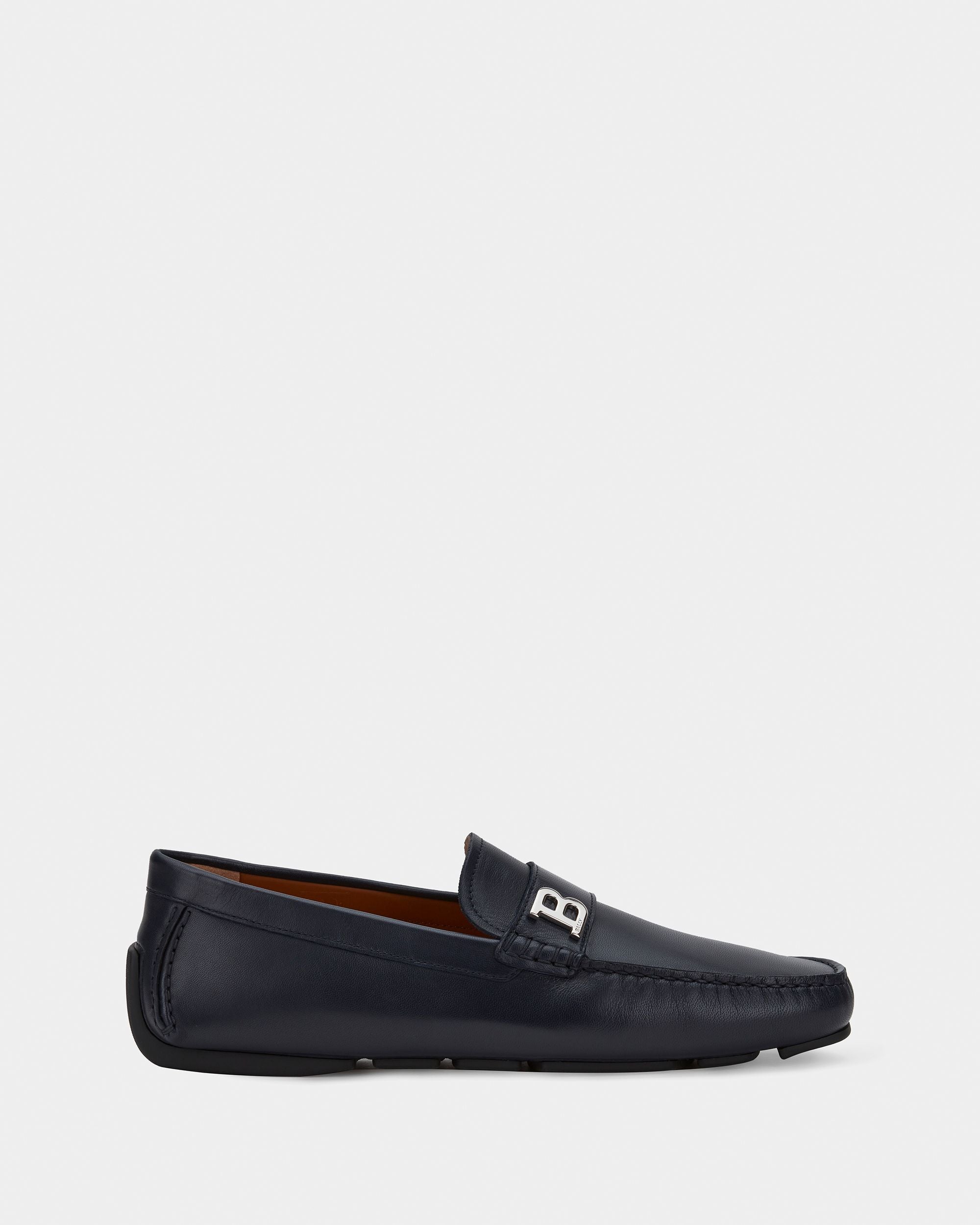 Men's Navy Blue Leather Driving Shoes - Herren - Bally - 01