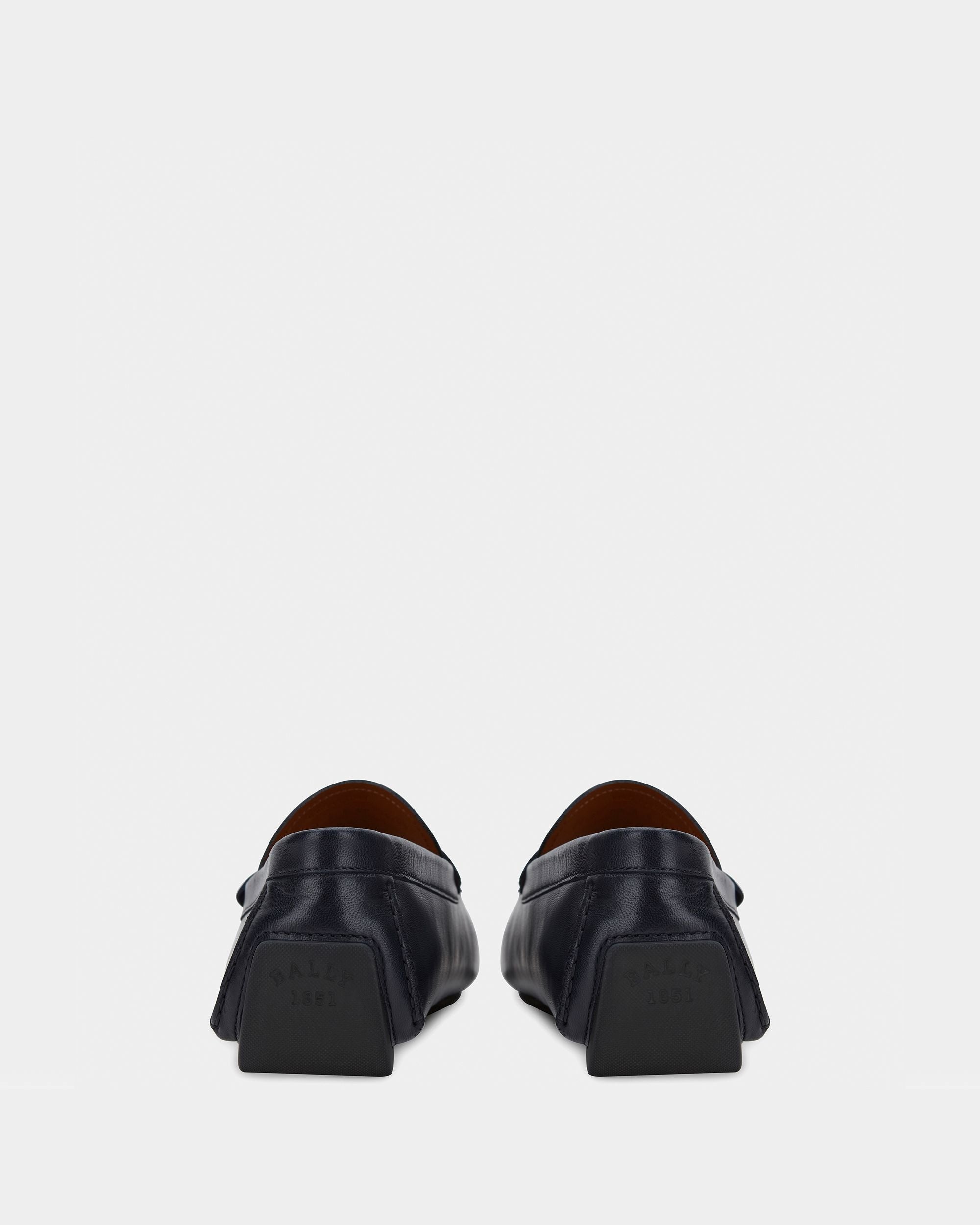 Men's Navy Blue Leather Driving Shoes - Herren - Bally - 02