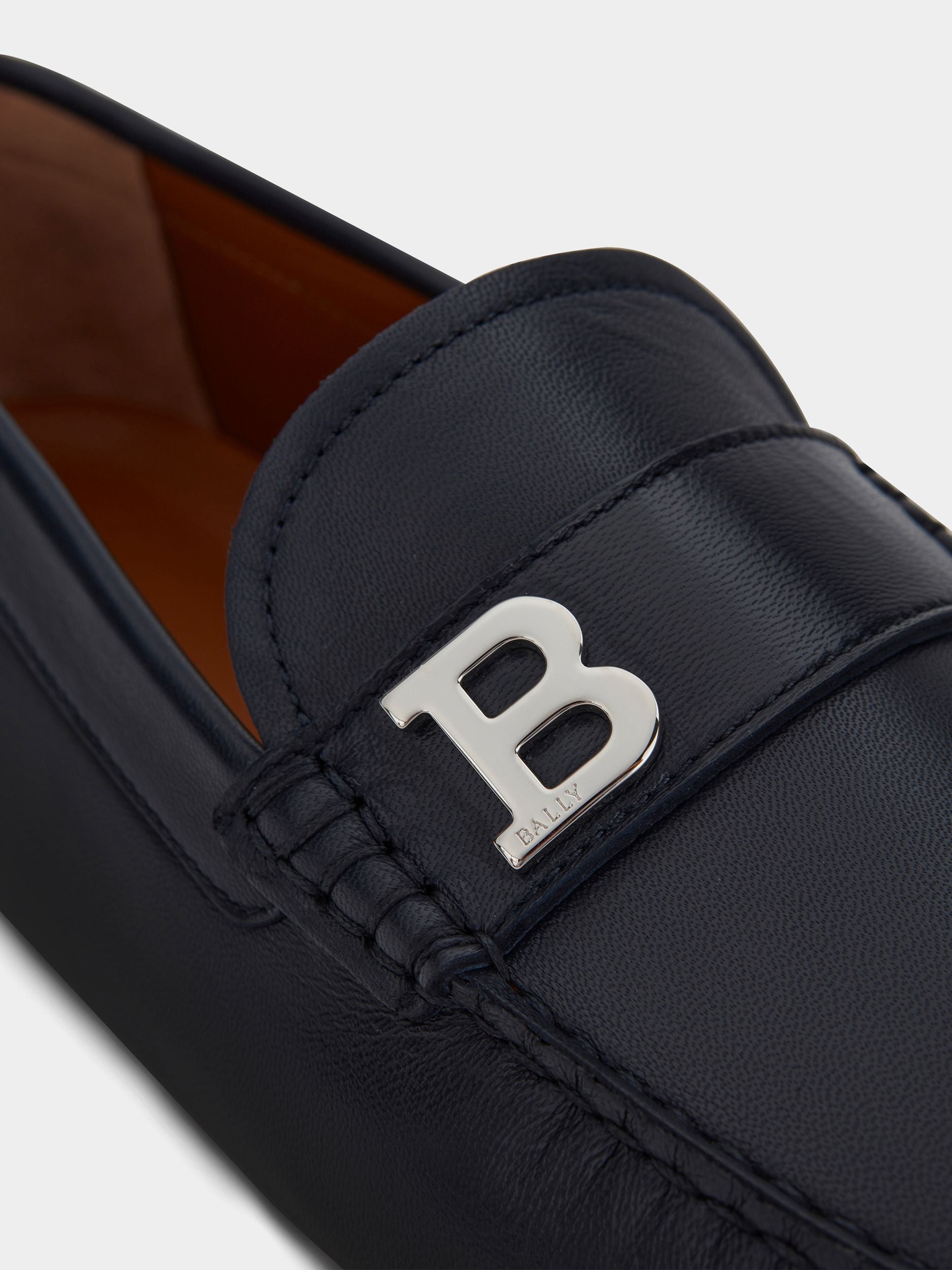 Men's Navy Blue Leather Driving Shoes - Herren - Bally - 04