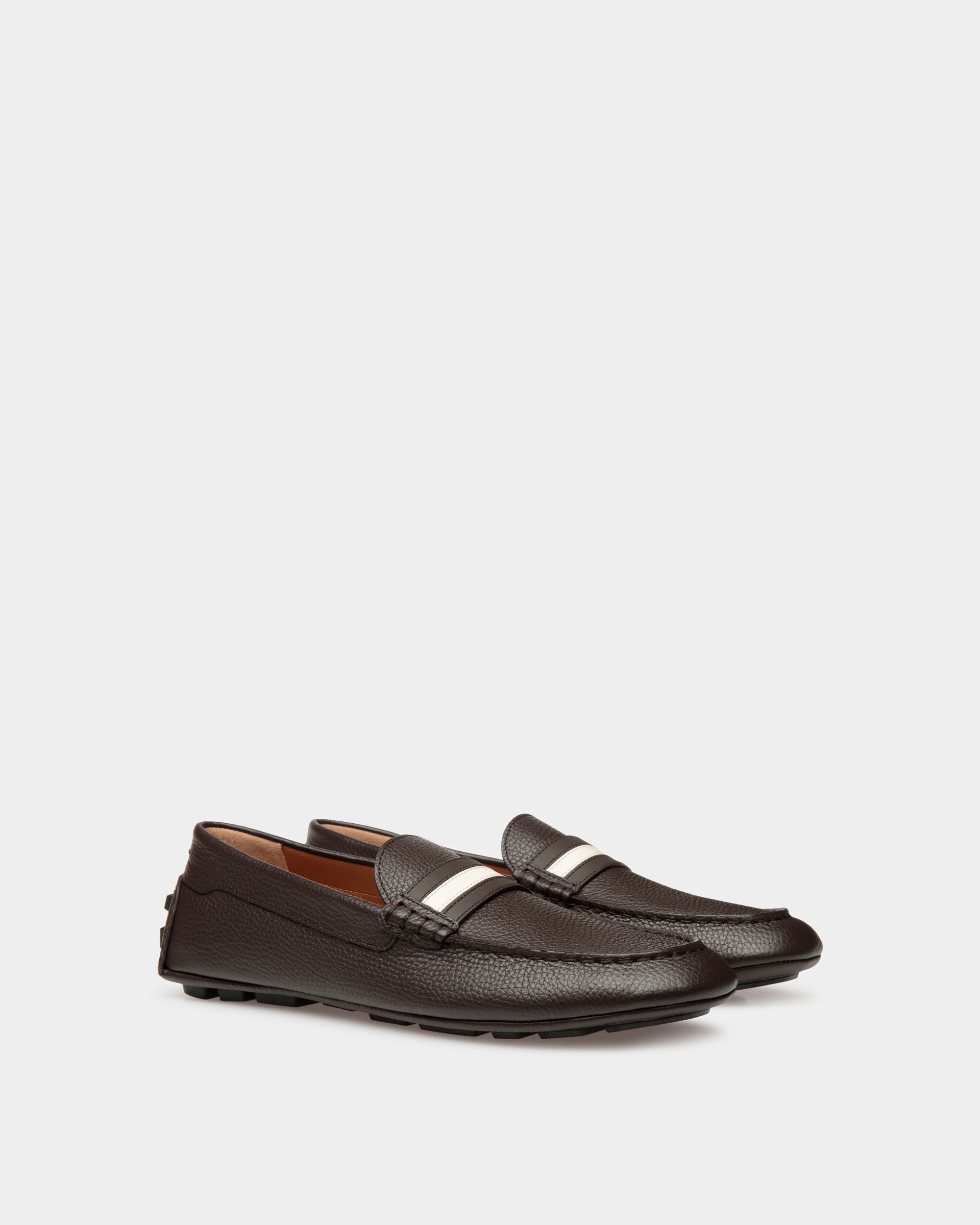 Kerbs Driver-Schuh Aus Ebenholzfarbenem Genarbtem Leder - Herren - Bally - 02