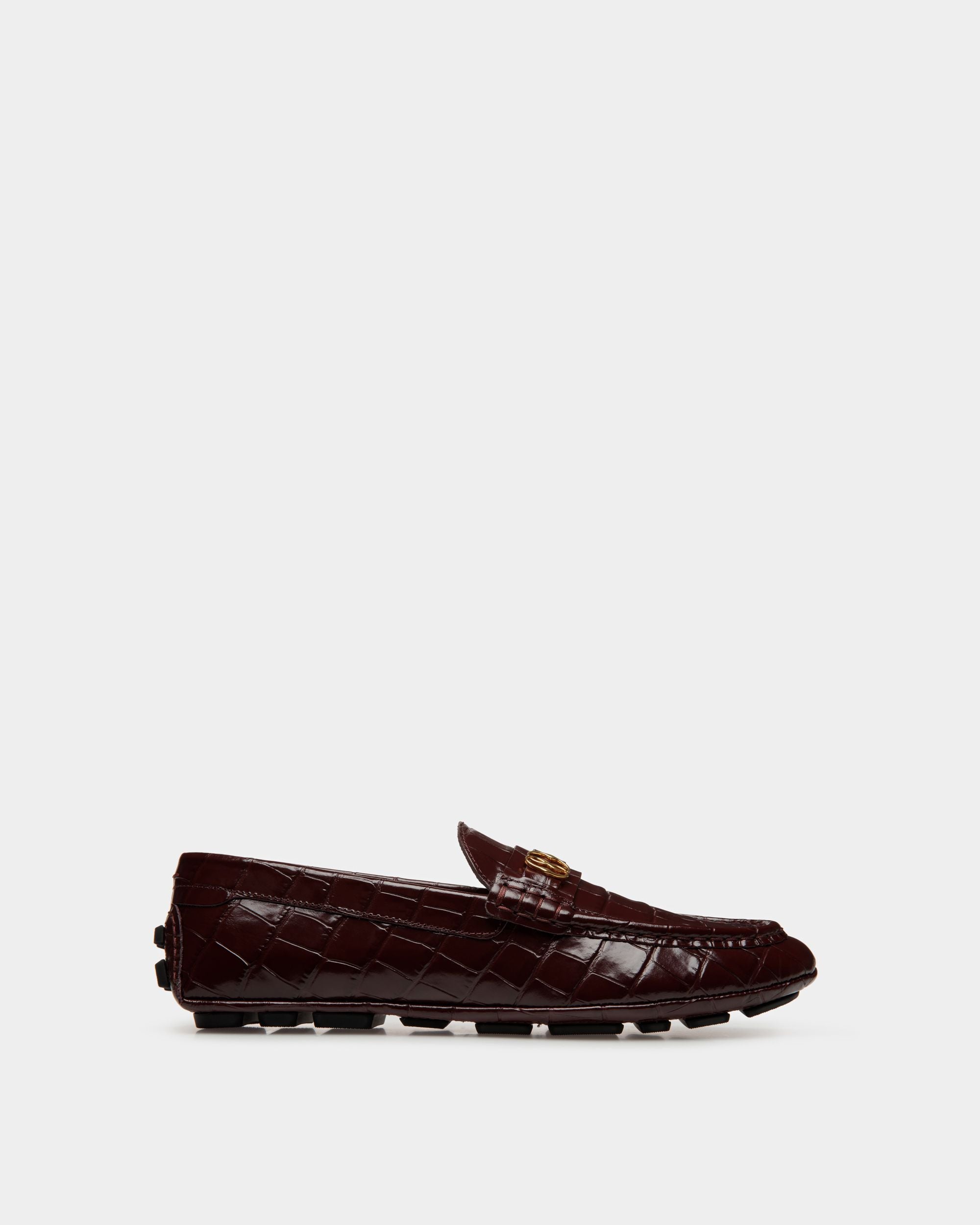 Kerbs Driver-Schuh Aus Braunem Leder Mit Kroko-Print - Herren - Bally - 01