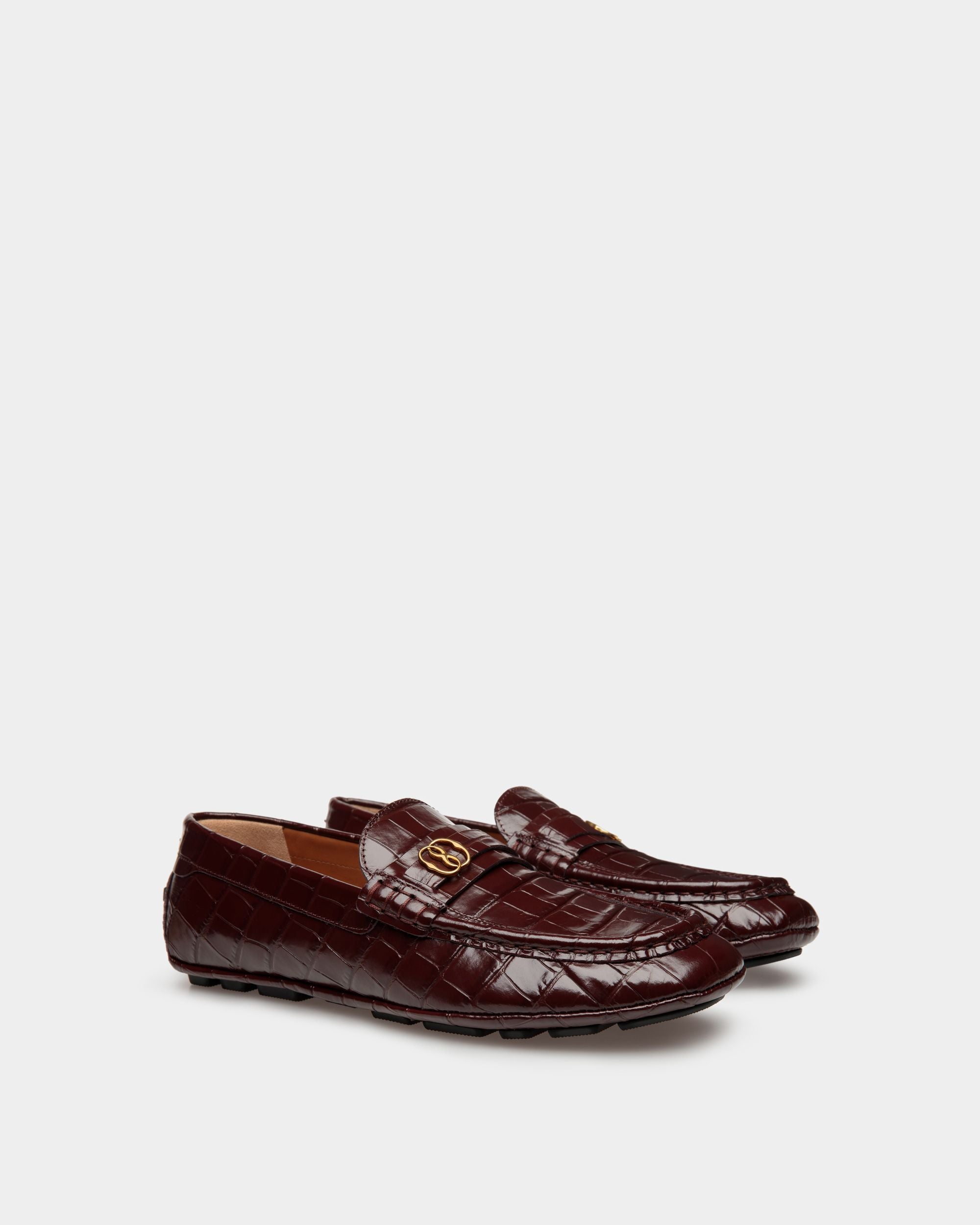 Kerbs Driver-Schuh Aus Braunem Leder Mit Kroko-Print - Herren - Bally - 02