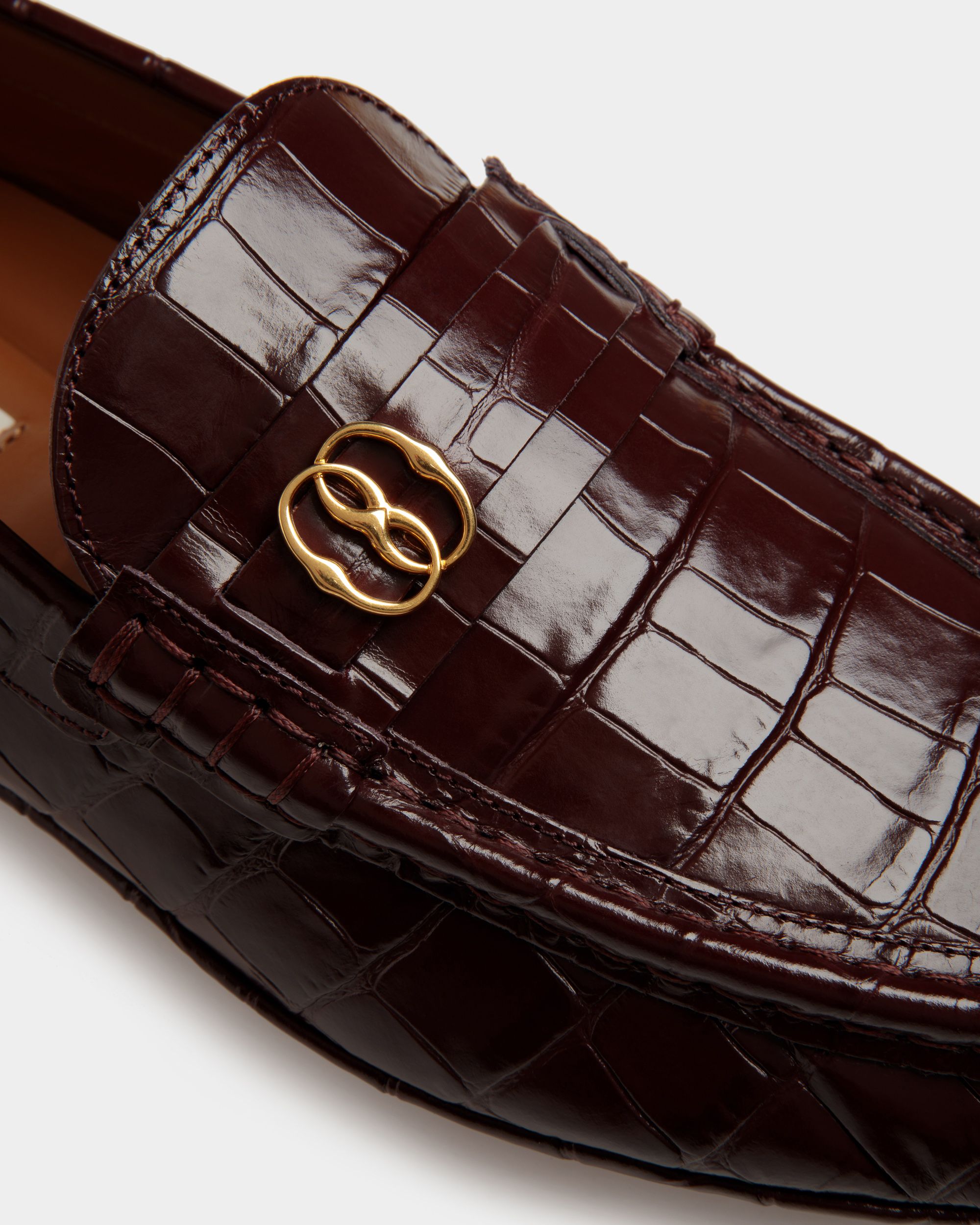 Kerbs Driver-Schuh Aus Braunem Leder Mit Kroko-Print - Herren - Bally - 04