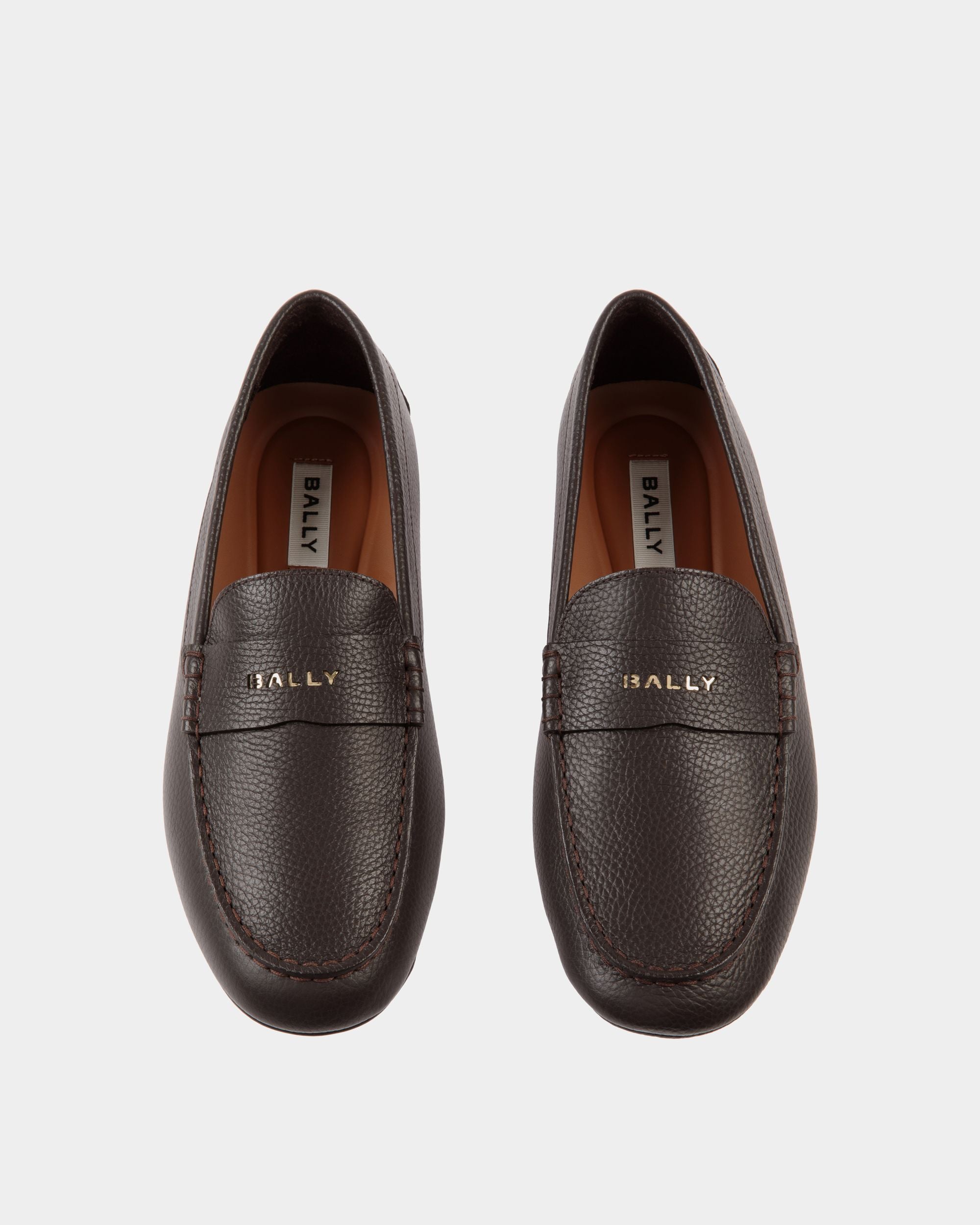 Kerbs Driver-Schuh Aus Ebenholzfarbenem Genarbtem Leder - Herren - Bally - 04