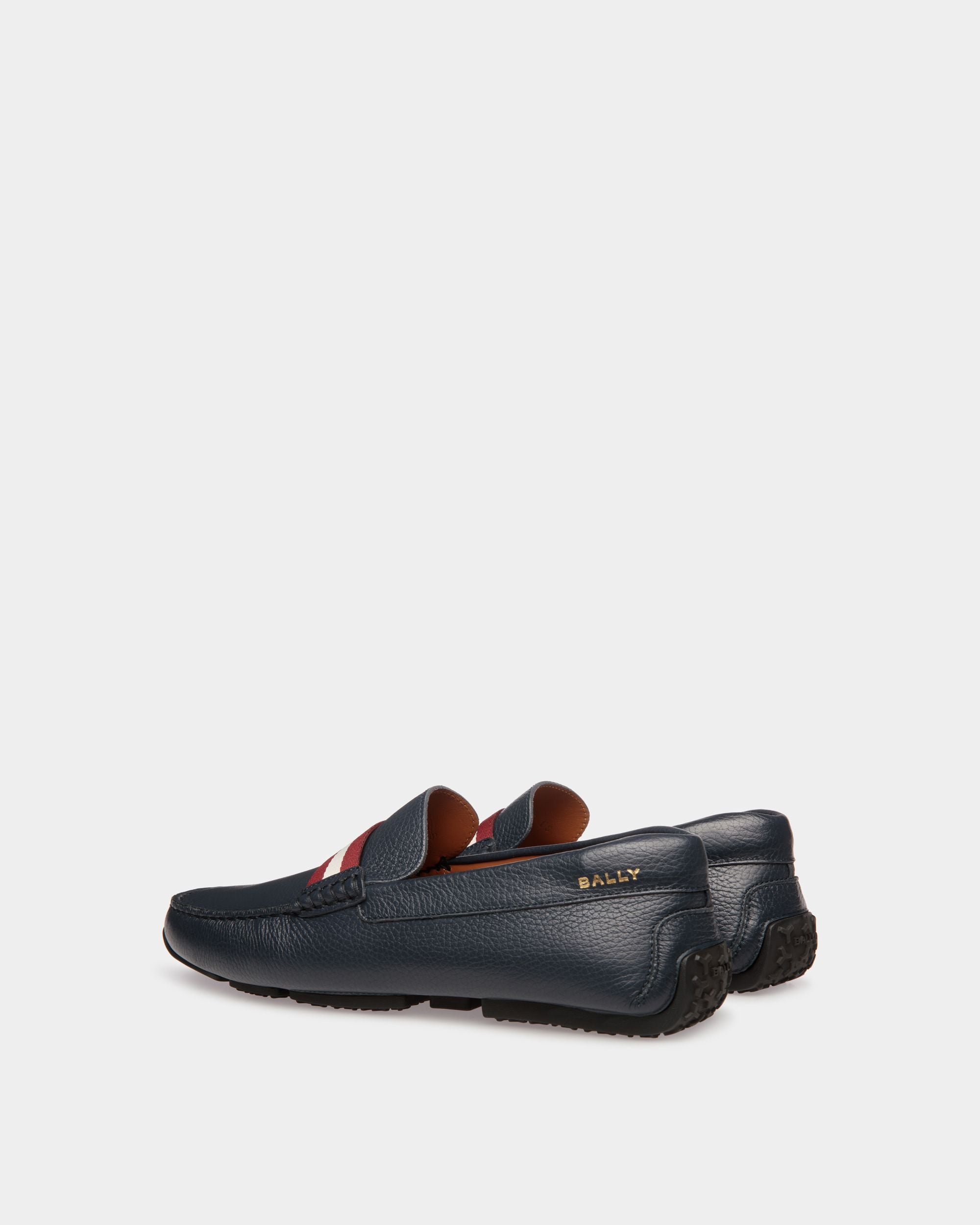 Pilot Driver-Schuh Aus Genarbtem Leder In Blau - Herren - Bally - 03