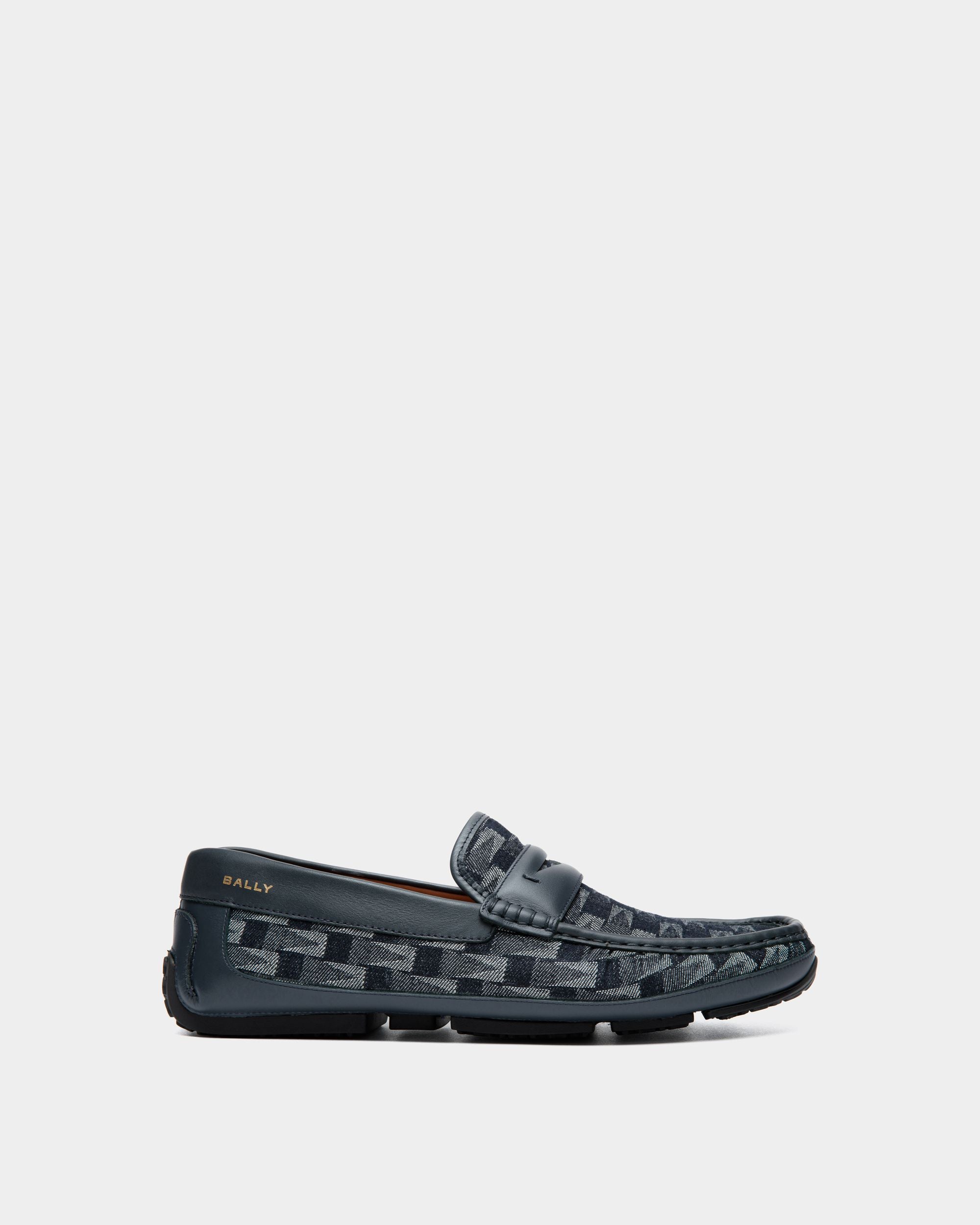 Pilot Driver-Schuhe Aus Blauem Stoff Mit Pennant-Print - Herren - Bally - 01
