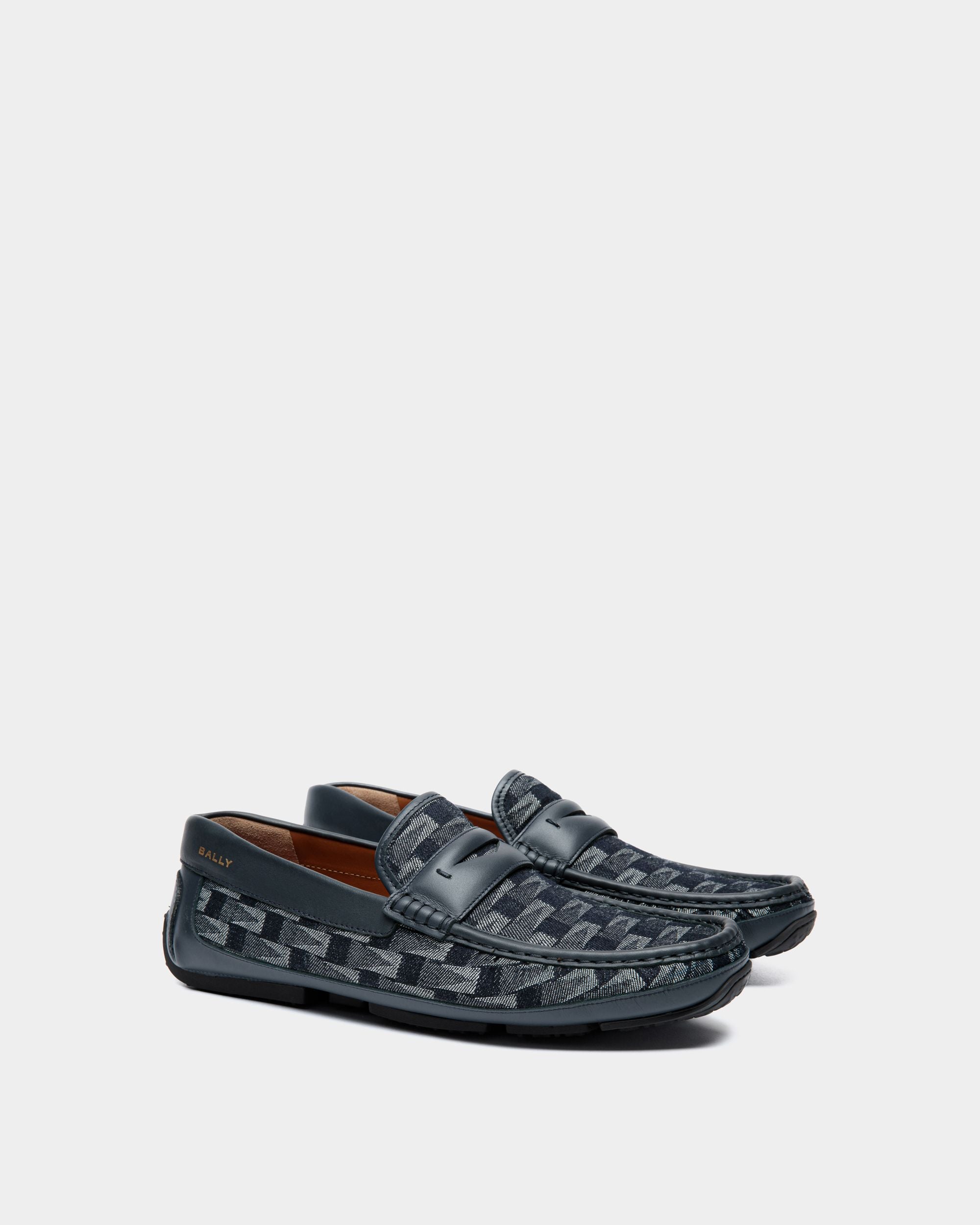Pilot Driver-Schuhe Aus Blauem Stoff Mit Pennant-Print - Herren - Bally - 02
