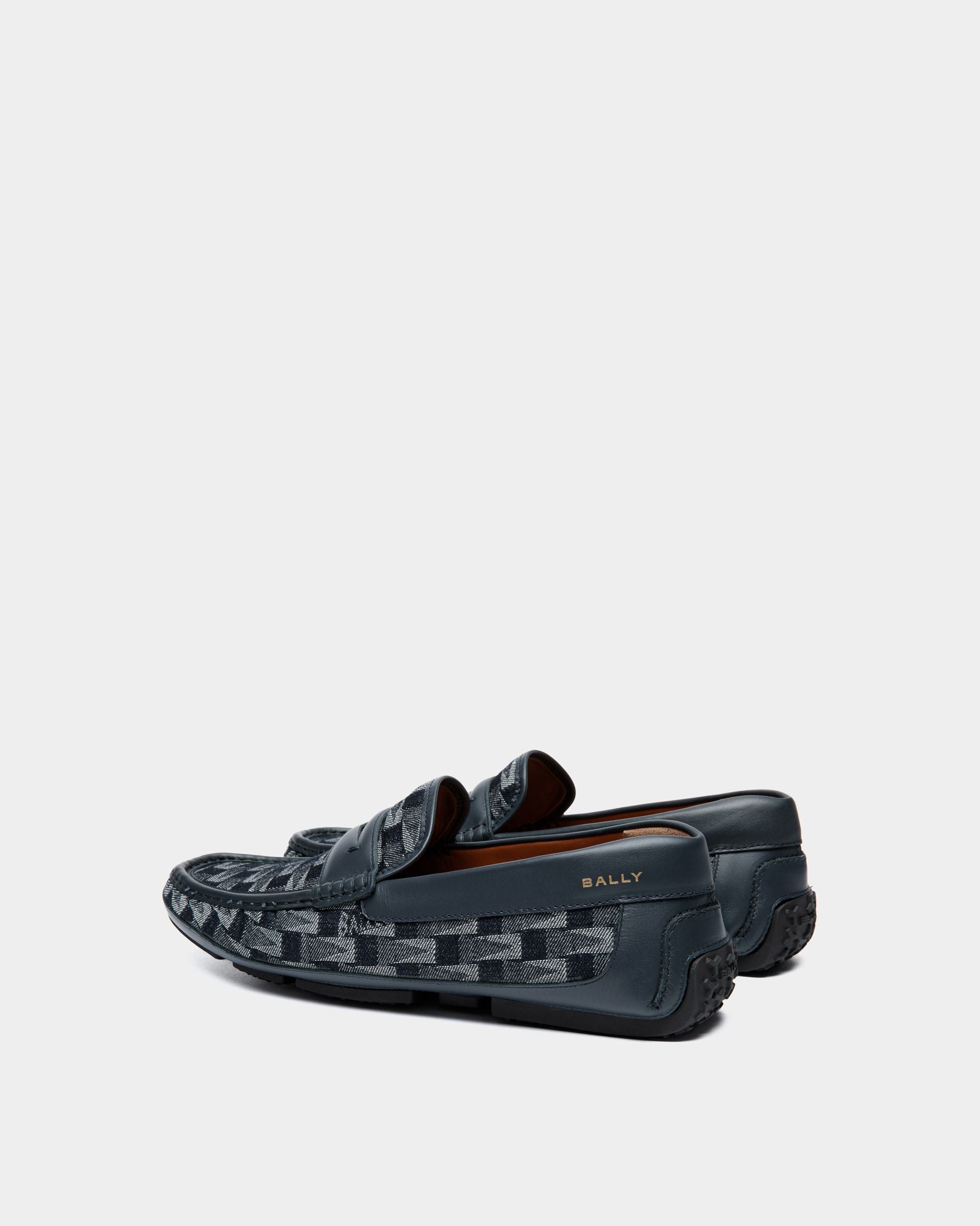Pilot Driver-Schuhe Aus Blauem Stoff Mit Pennant-Print - Herren - Bally - 03