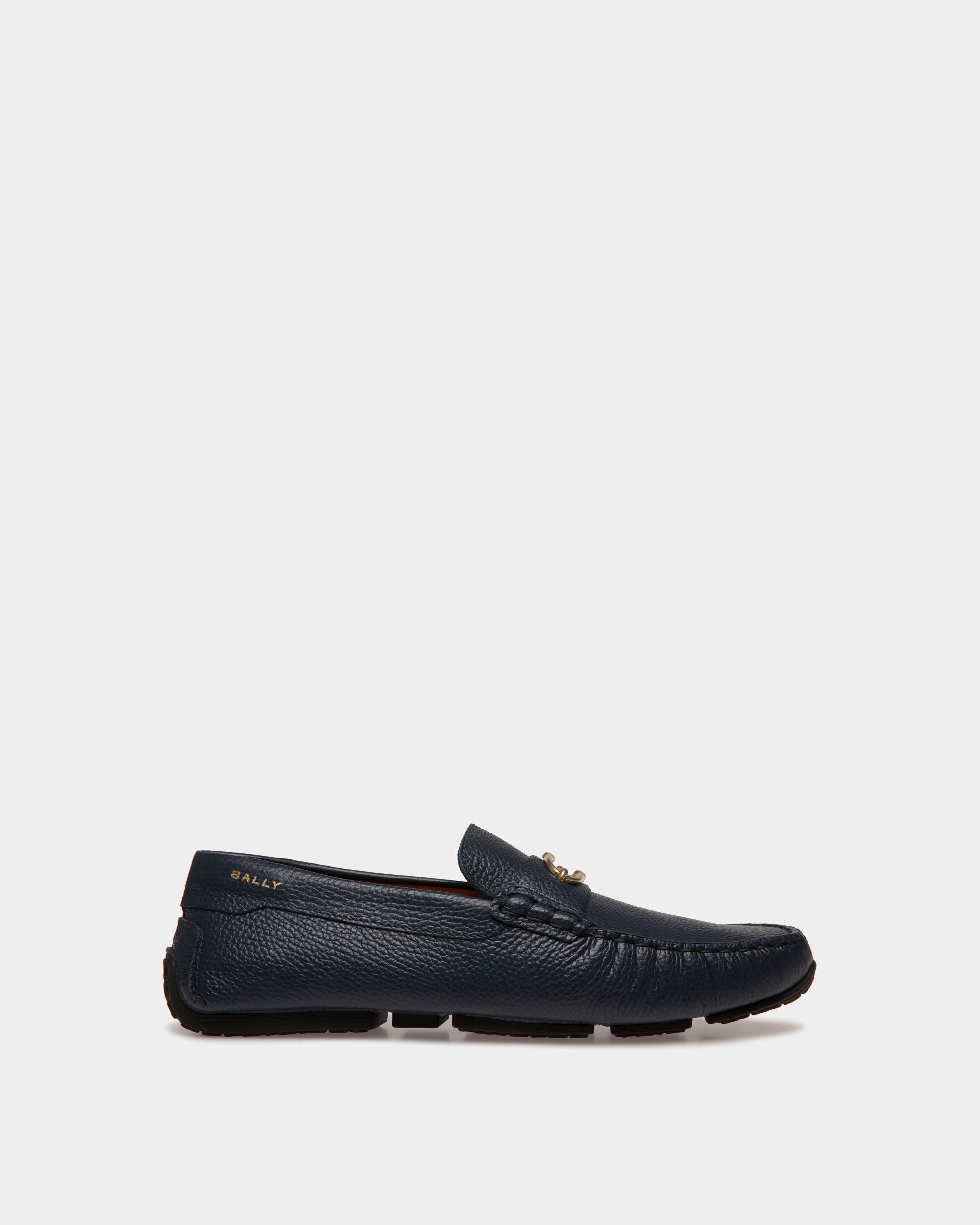 Pilot Driver-Schuh Aus Genarbtem Leder In Navy Blue - Herren - Bally - 01