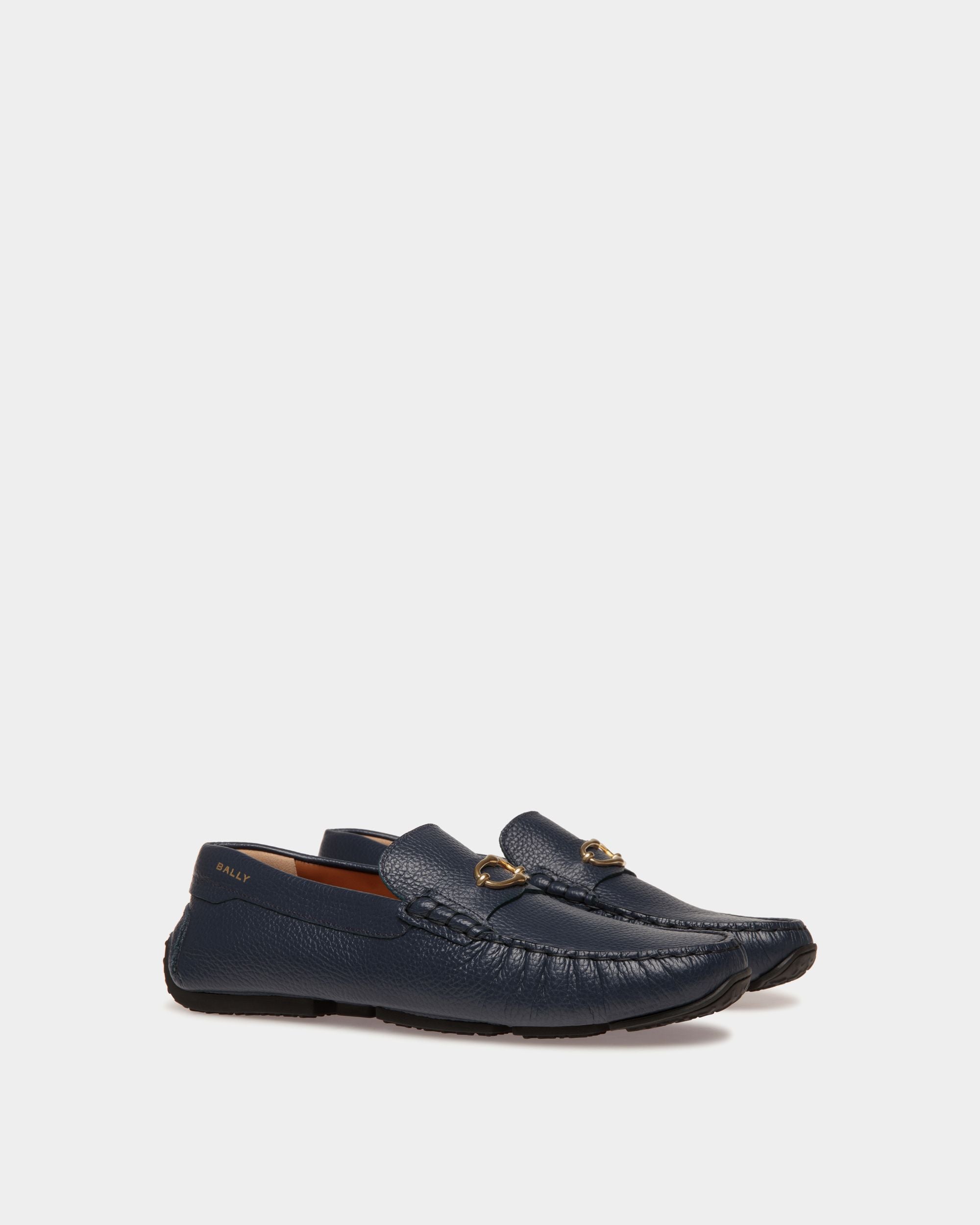 Pilot Driver-Schuh Aus Genarbtem Leder In Navy Blue - Herren - Bally - 03