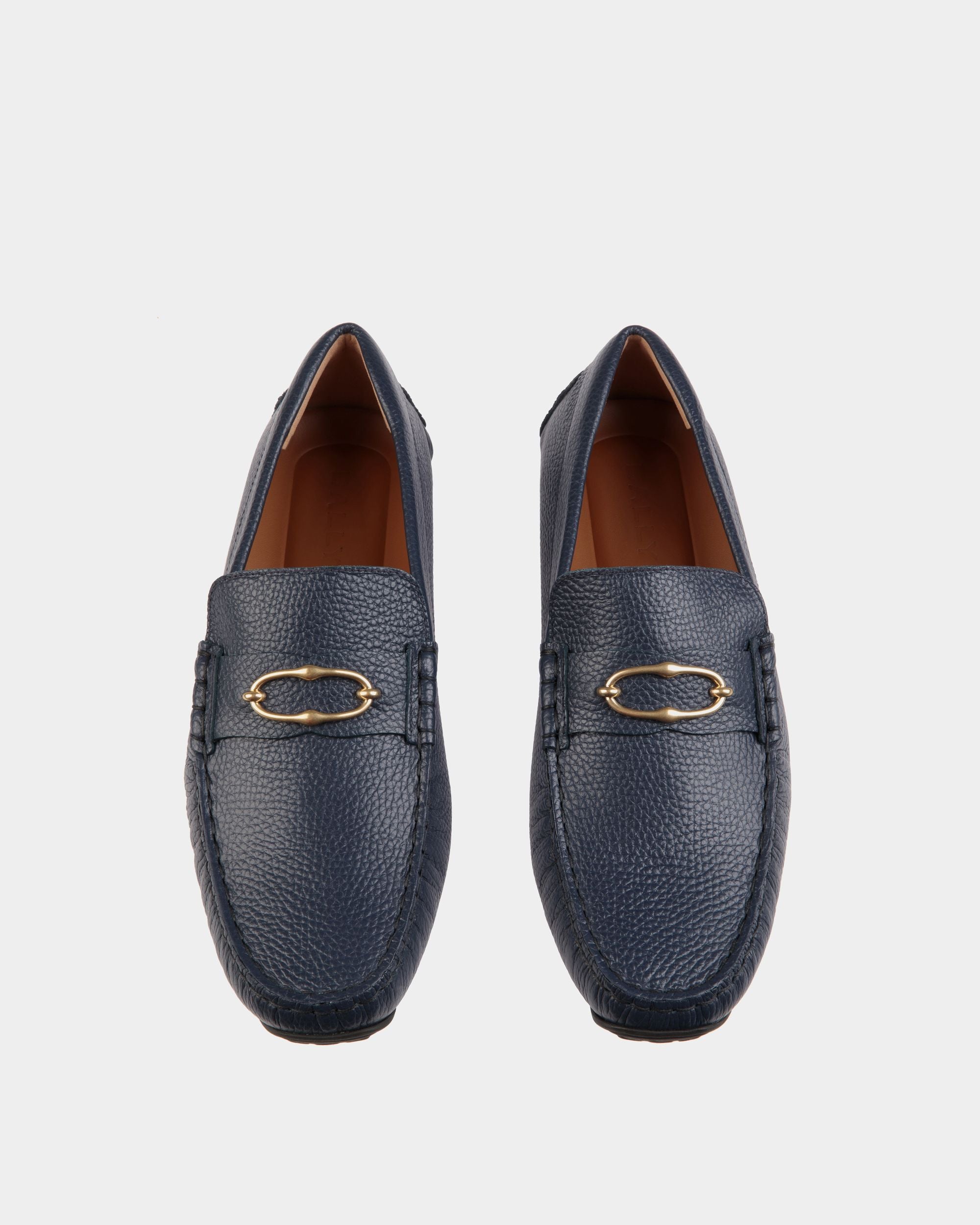 Pilot Driver-Schuh Aus Genarbtem Leder In Navy Blue - Herren - Bally - 05
