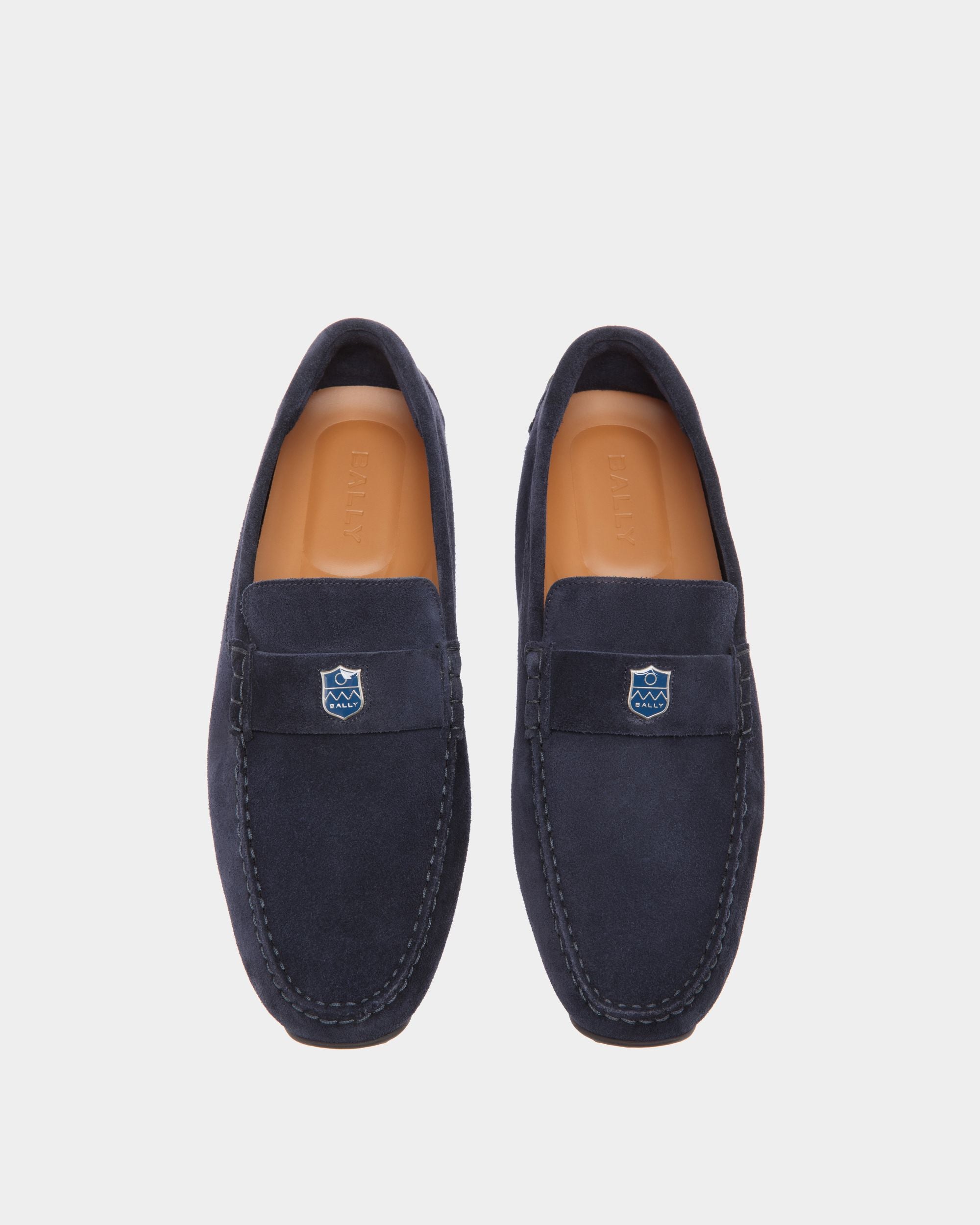Pilot Driver Aus Veloursleder In Navy Blue - Herren - Bally - 04