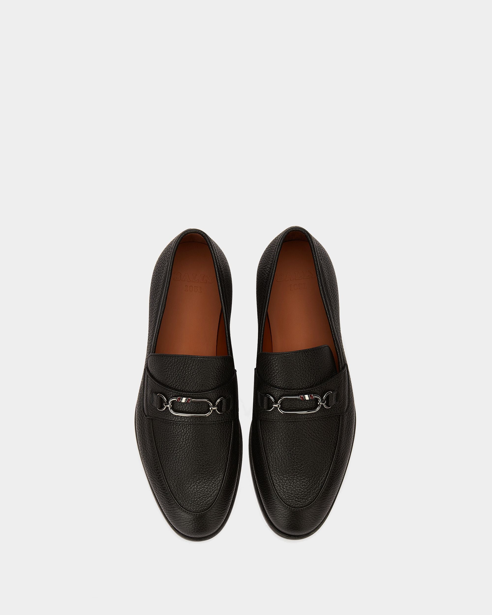 Men's Black Leather Loafers - Herren - Bally - 05