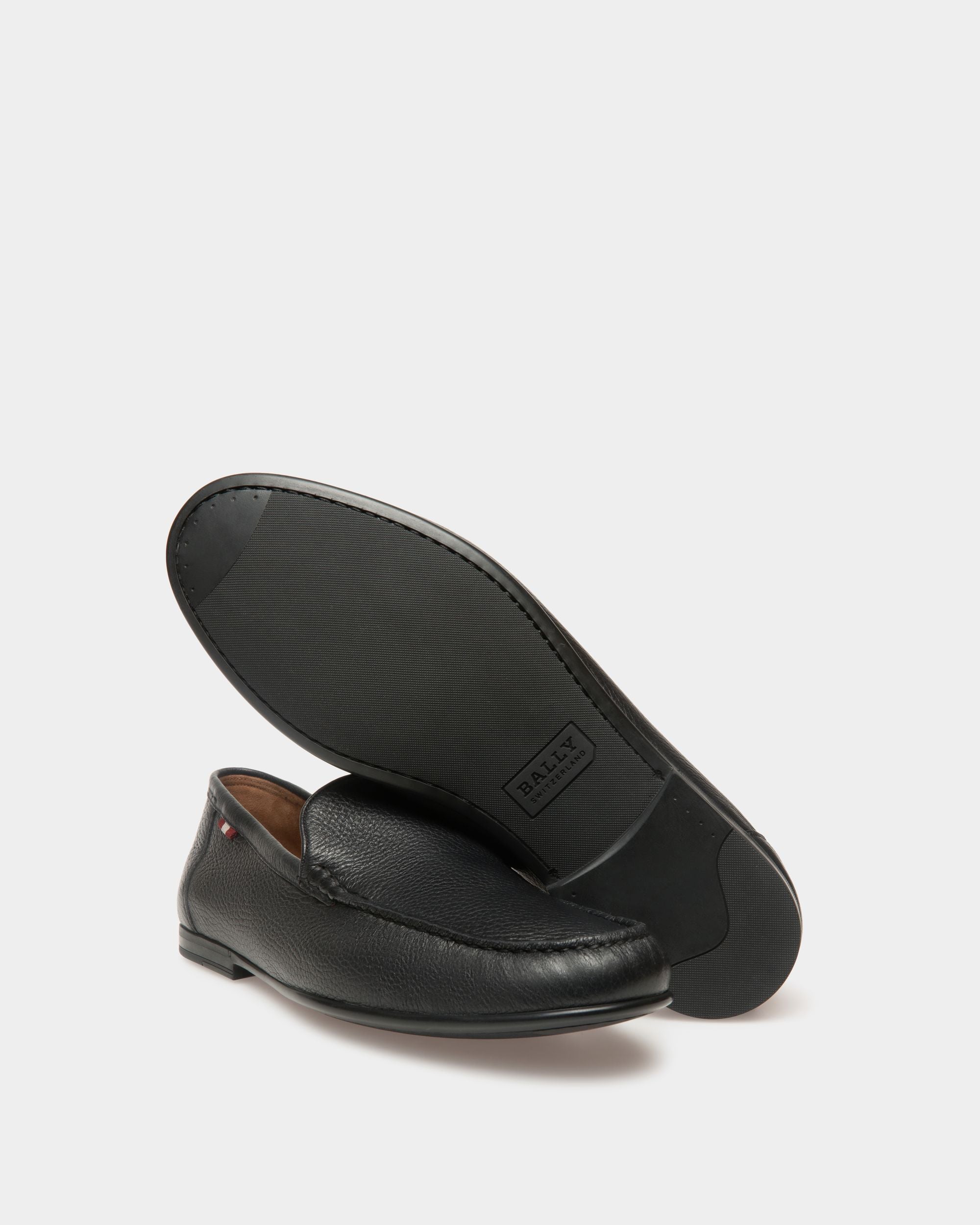 Men's Black Leather Loafers - Herren - Bally - 02