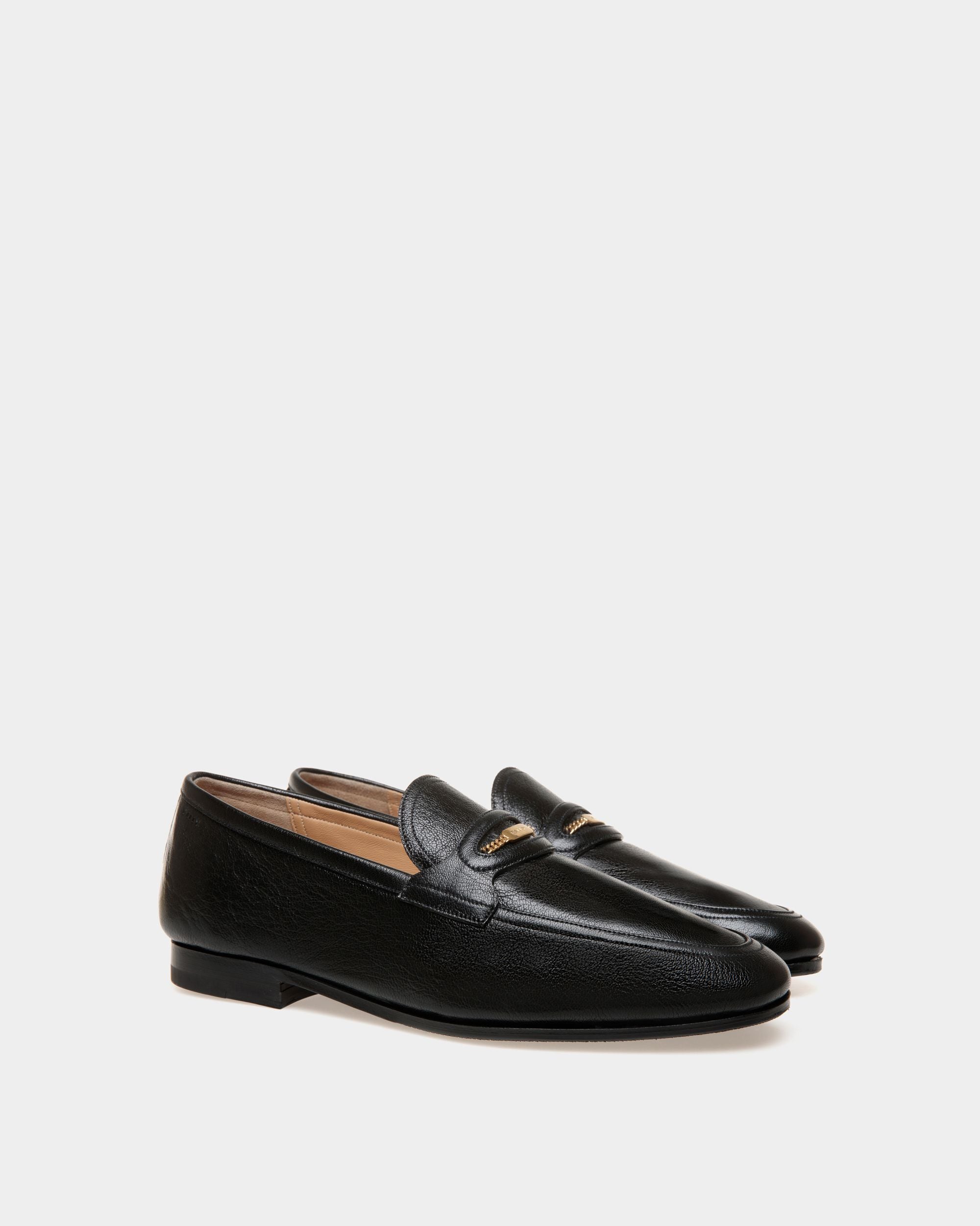 Plume Loafer Aus Genarbtem Leder In Schwarz - Herren - Bally - 02
