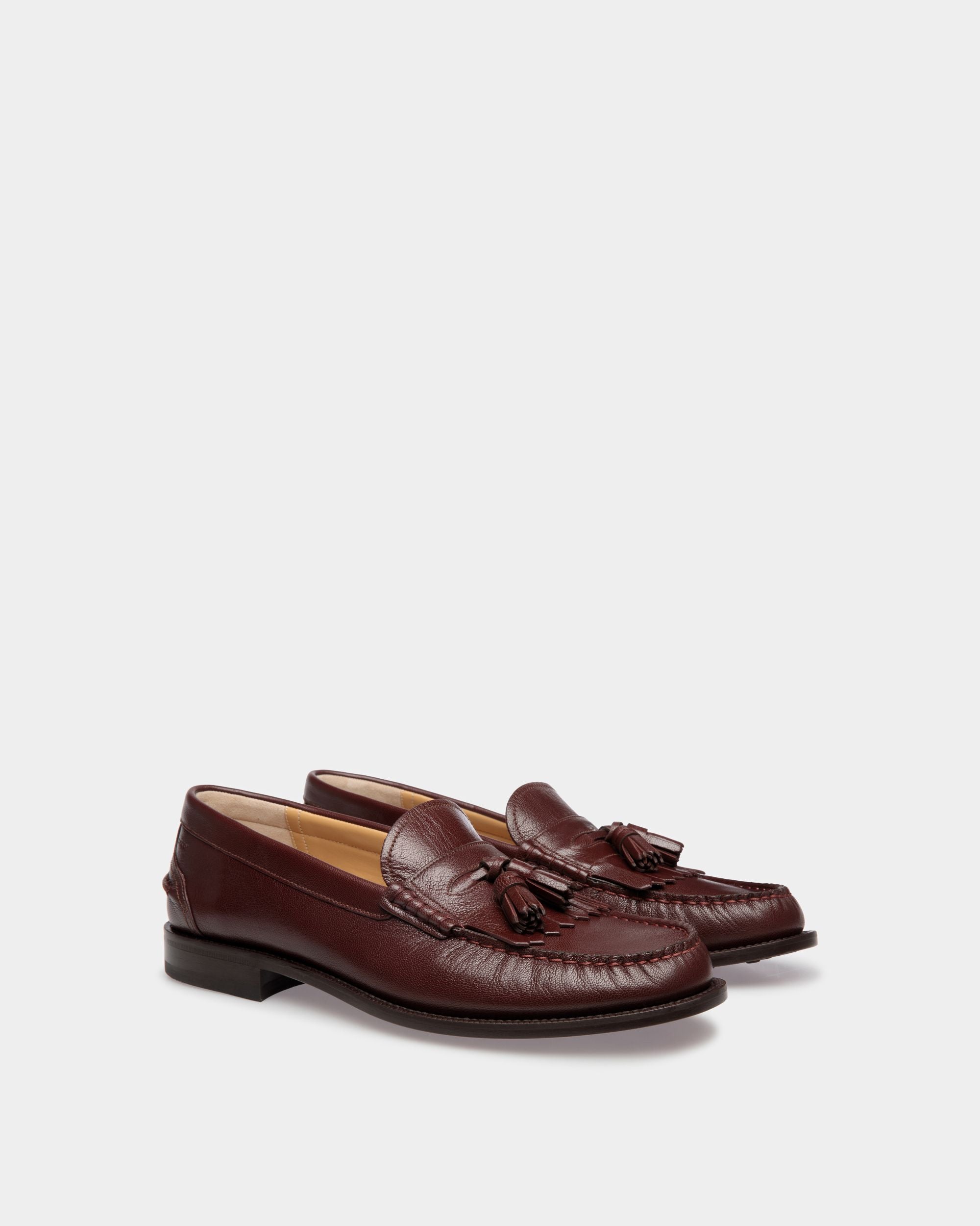 Oregon Loafer Aus Genarbtem Leder In Kastanienbraun - Herren - Bally - 02