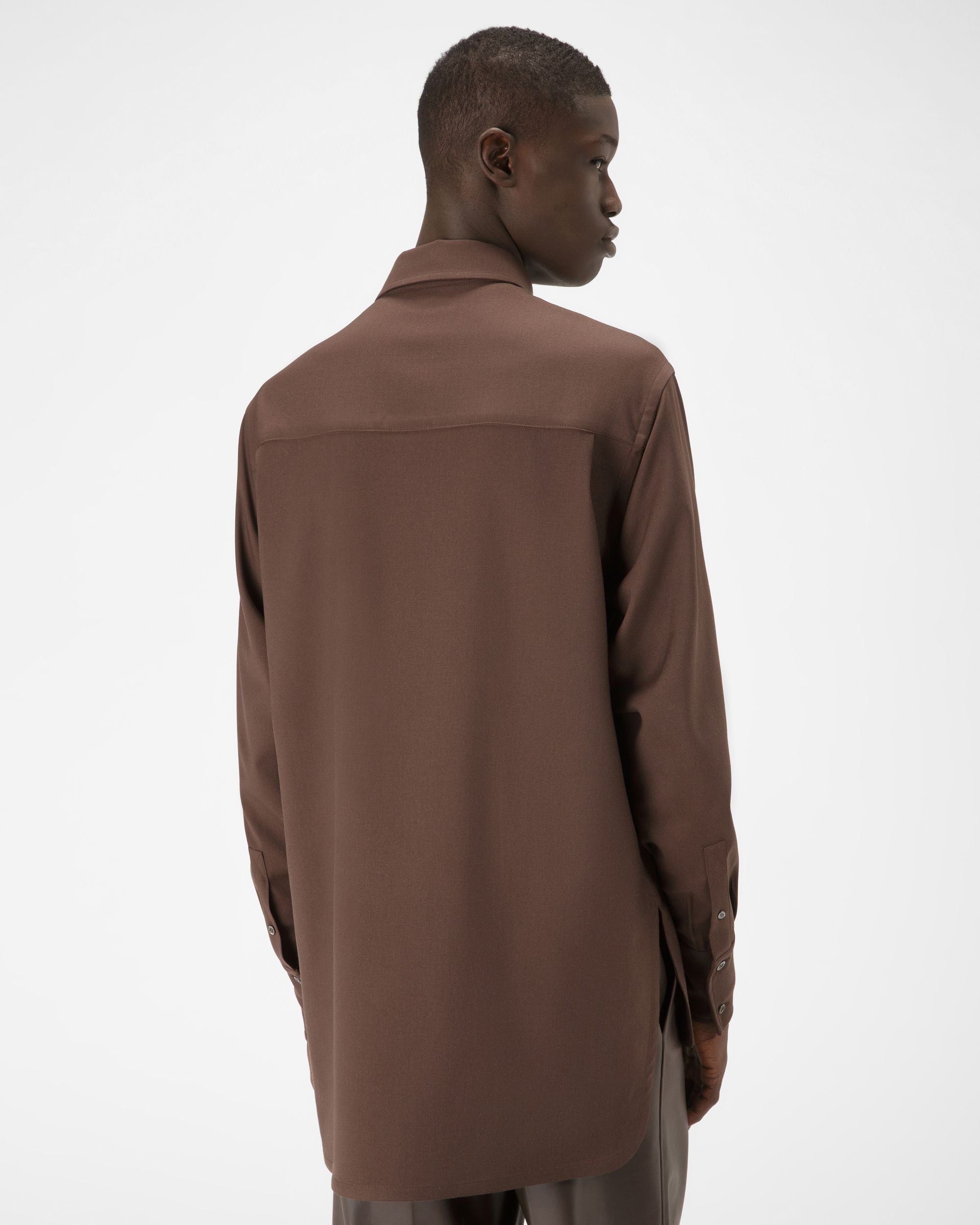 Hemd Aus Ebenholzbrauner Wolle - Herren - Bally - 03