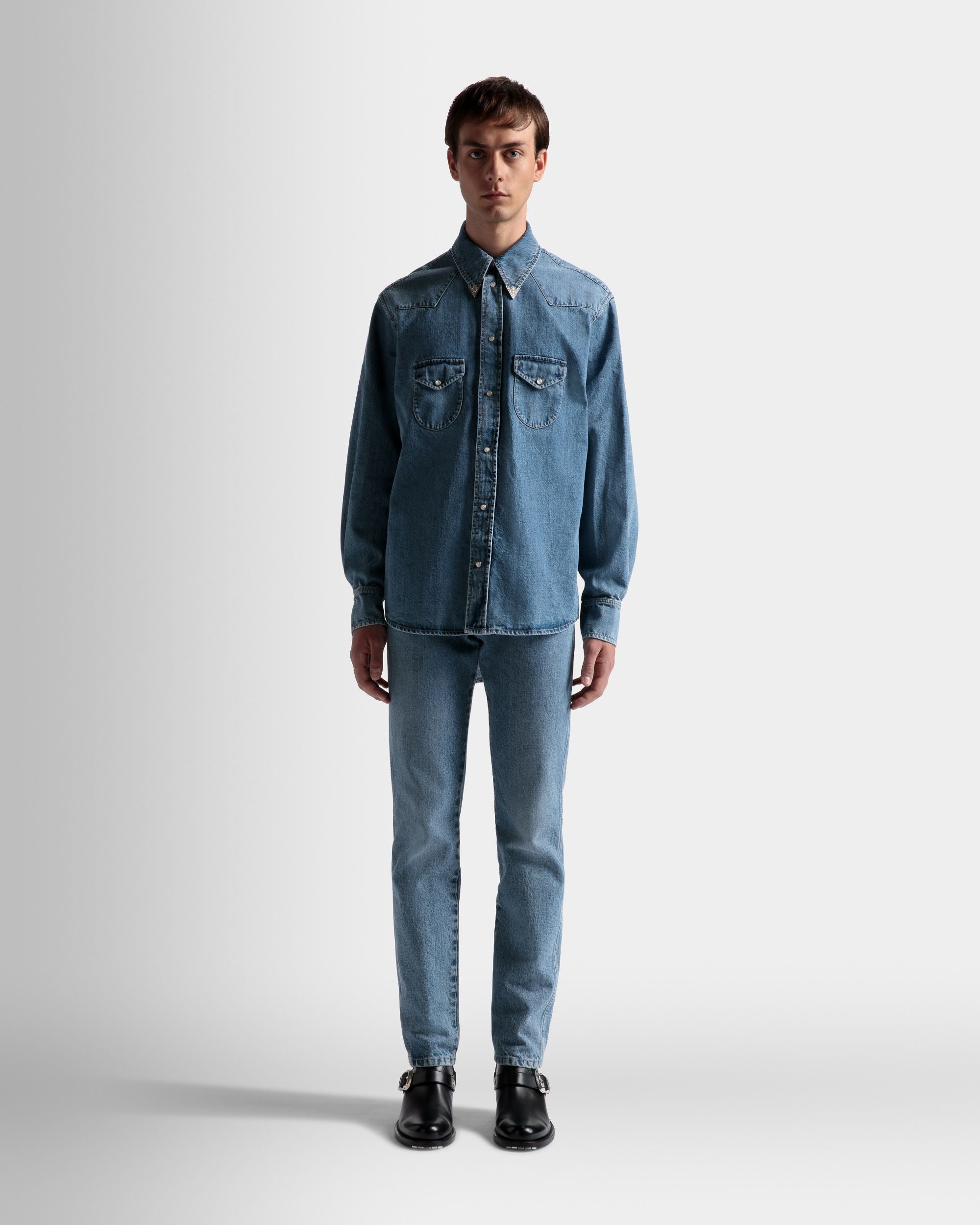 Westernhemd Aus Hellblauem Denim - Herren - Bally - 02