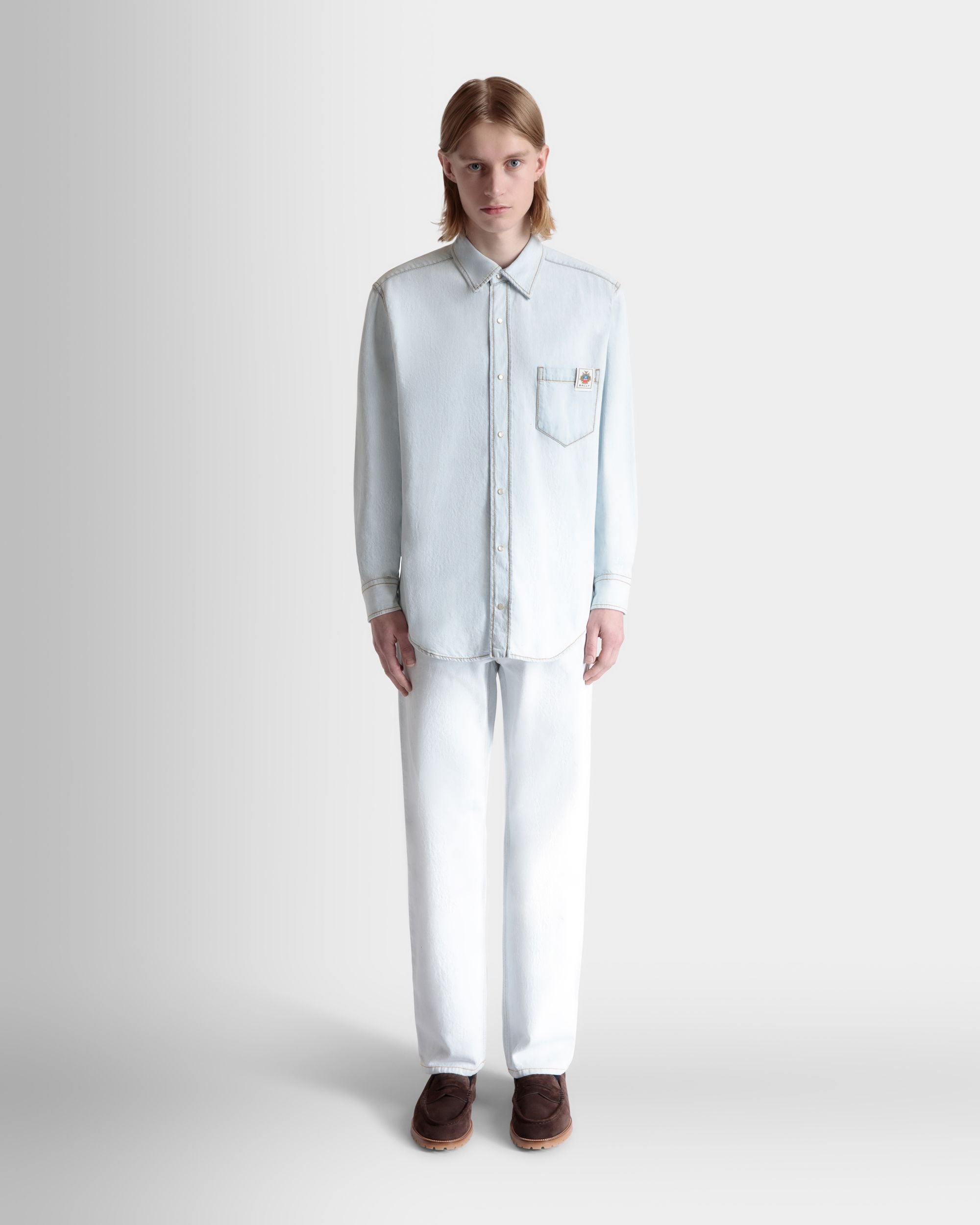 Langärmeliges Hemd Aus Baumwolle In Light Blue - Herren - Bally - 02