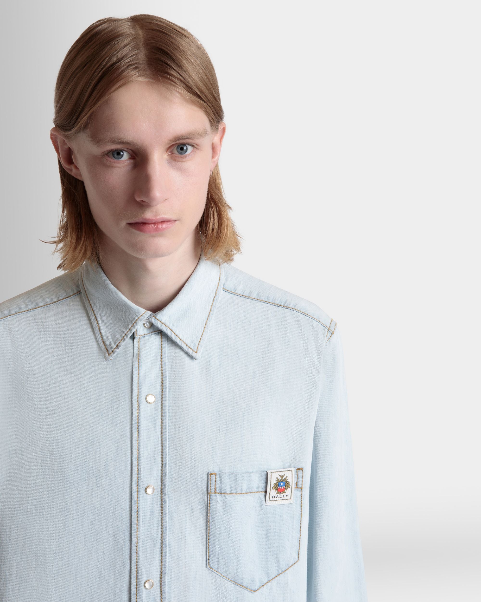 Langärmeliges Hemd Aus Baumwolle In Light Blue - Herren - Bally - 03