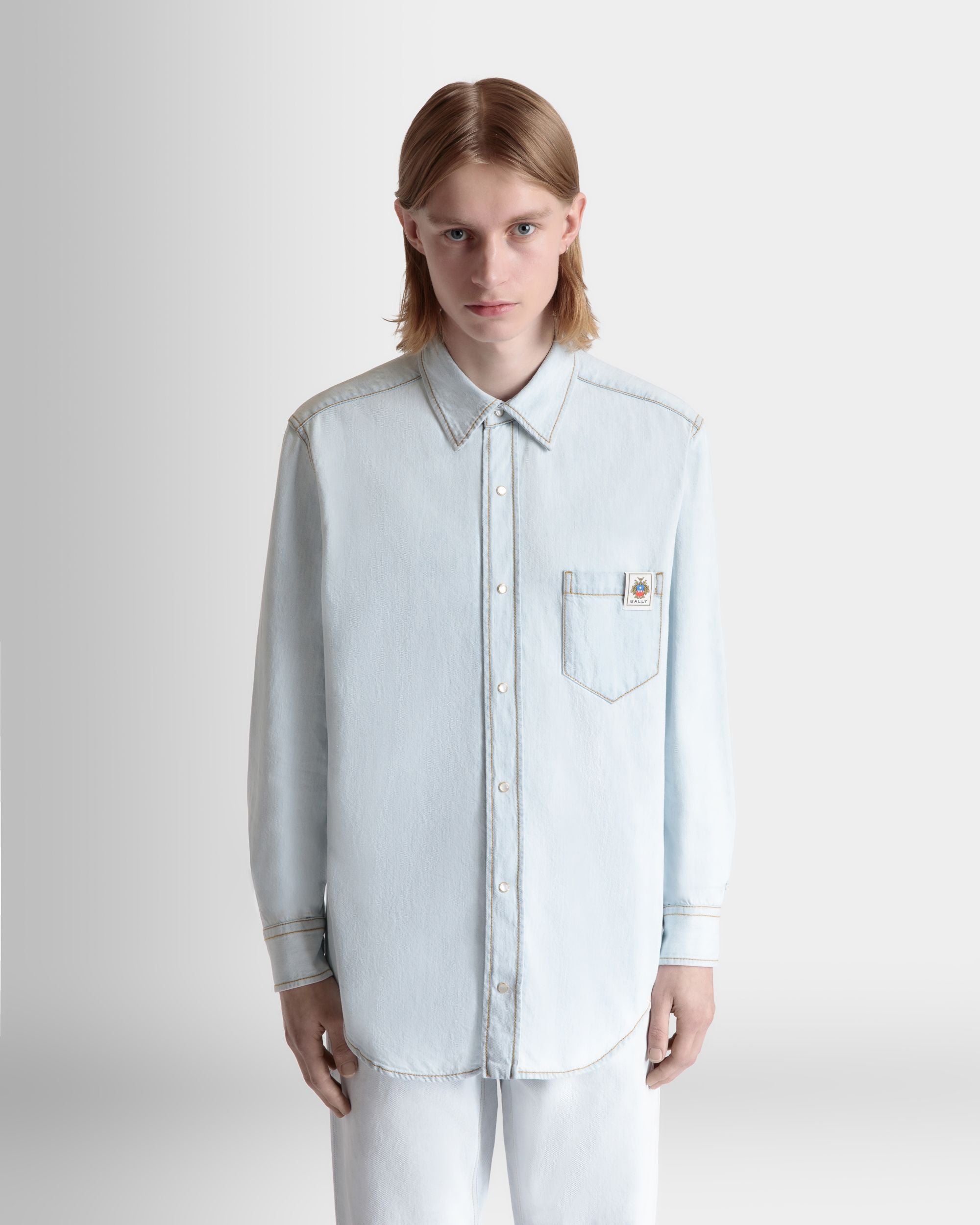 Langärmeliges Hemd Aus Baumwolle In Light Blue - Herren - Bally - 08