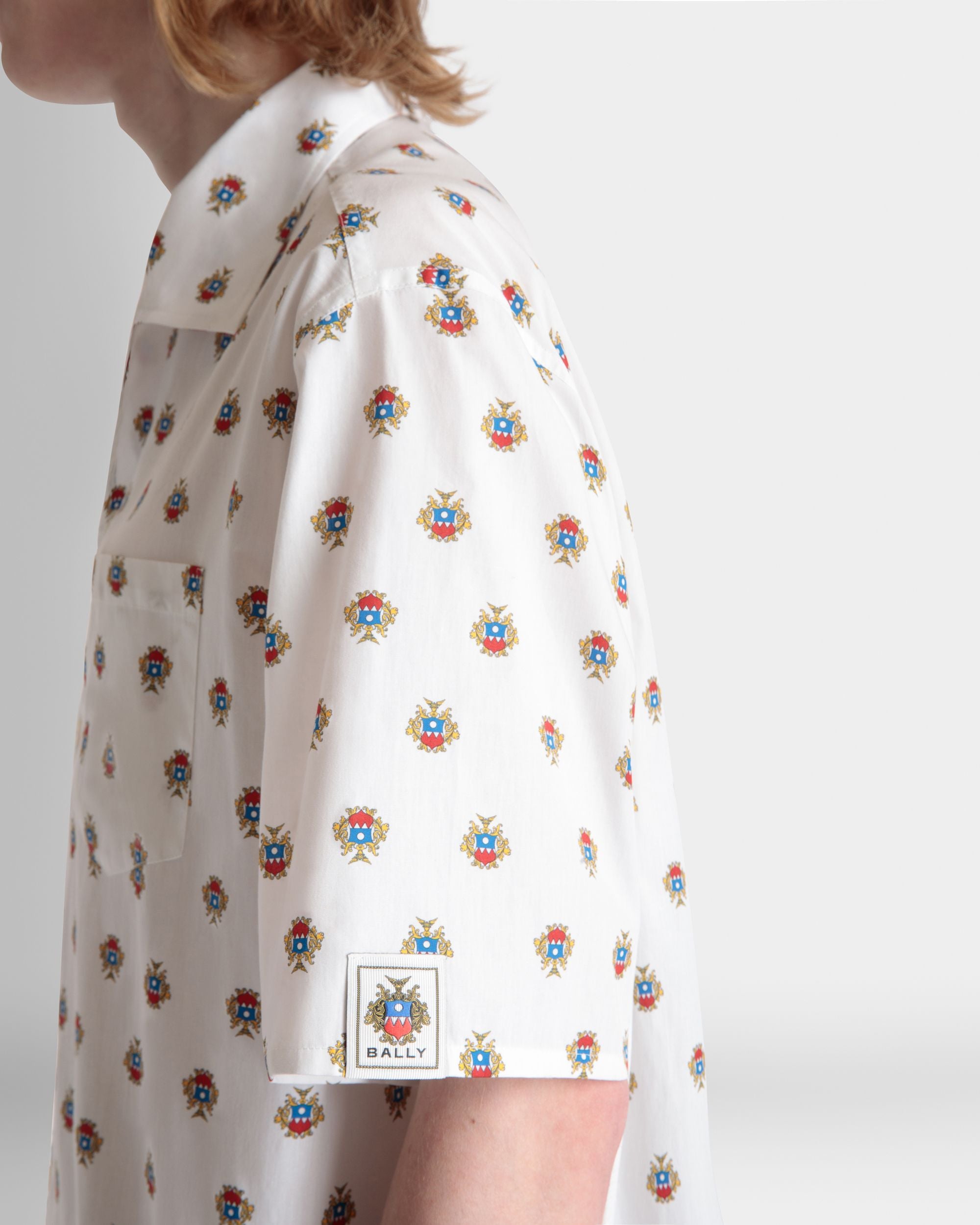 Bowlinghemd Aus Weißer Baumwolle Mit Durchgehendem Bally-Crest-Print - Herren - Bally - 02