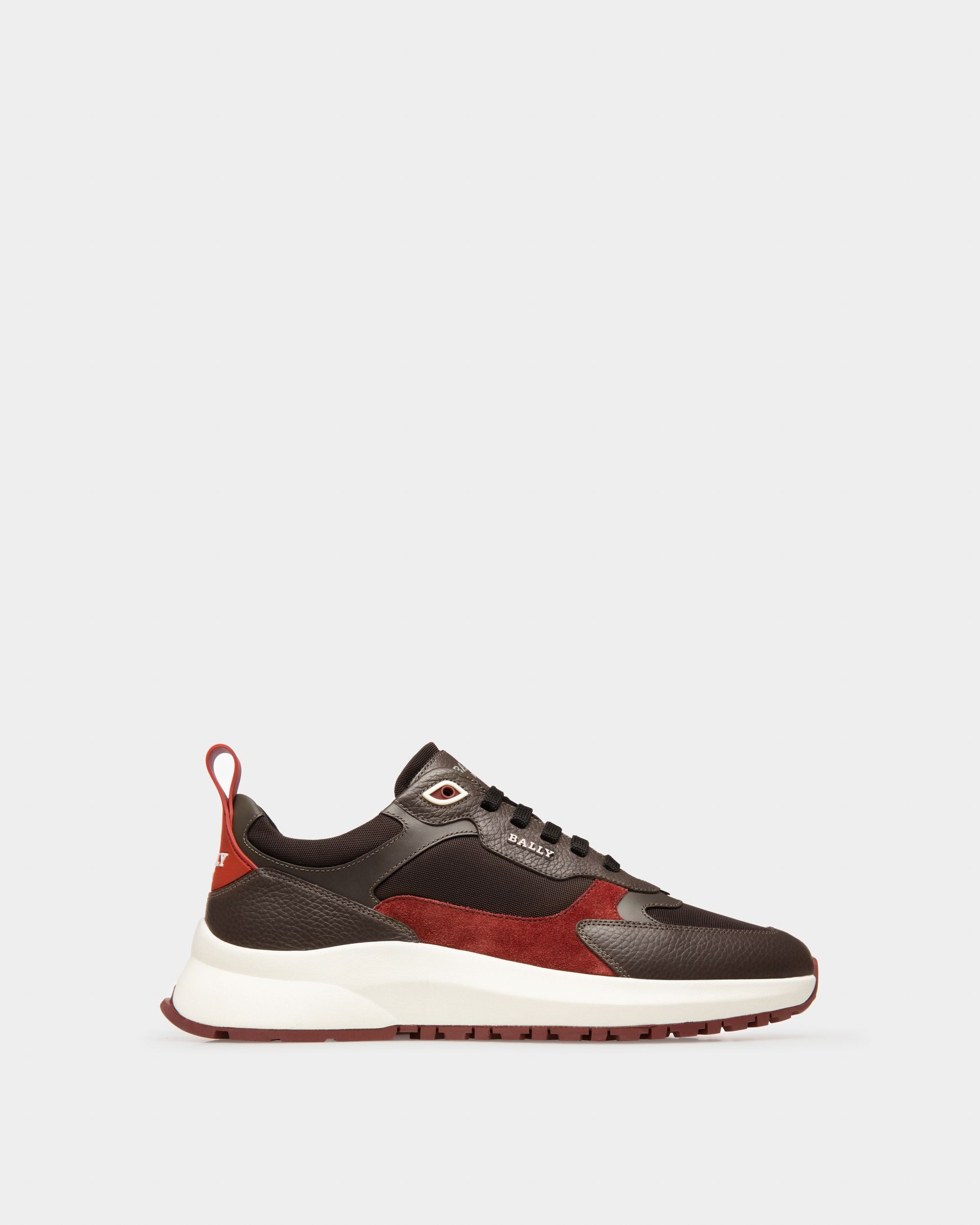 Dave Sneaker Aus Leder Und Stoff In Ebenholzbraun Und Militärgrün - Herren - Bally - 01