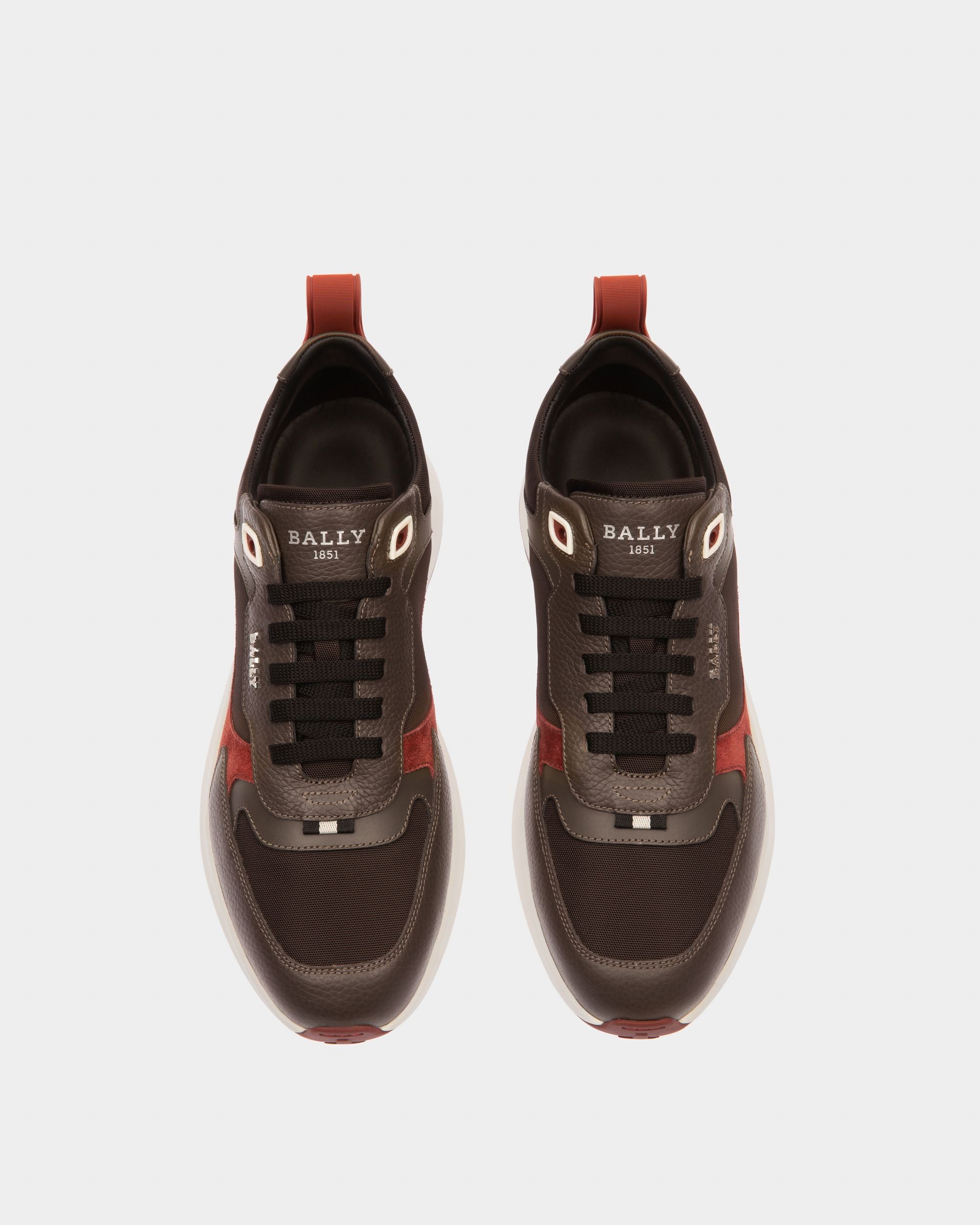 Dave Sneaker Aus Leder Und Stoff In Ebenholzbraun Und Militärgrün - Herren - Bally - 03