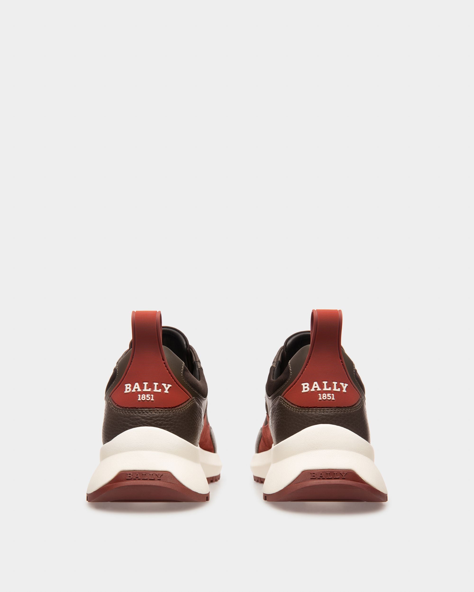 Dave Sneaker Aus Leder Und Stoff In Ebenholzbraun Und Militärgrün - Herren - Bally - 04