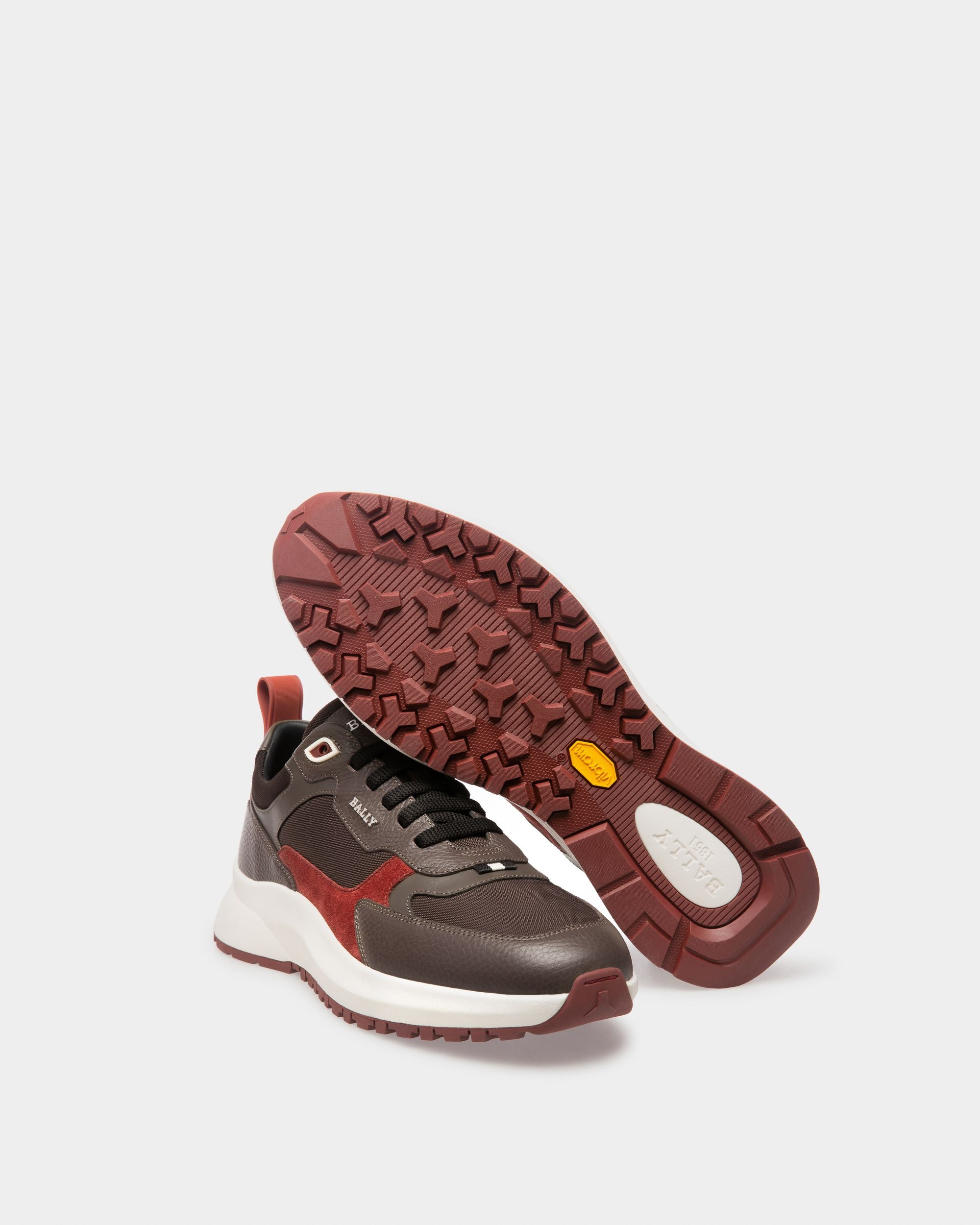 Dave Sneaker Aus Leder Und Stoff In Ebenholzbraun Und Militärgrün - Herren - Bally - 05