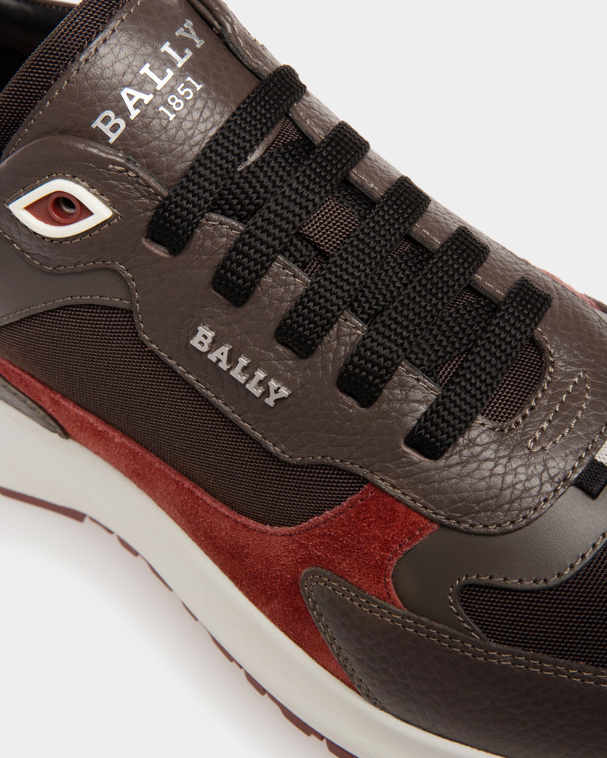 Dave Sneaker Aus Leder Und Stoff In Ebenholzbraun Und Militärgrün - Herren - Bally - 06