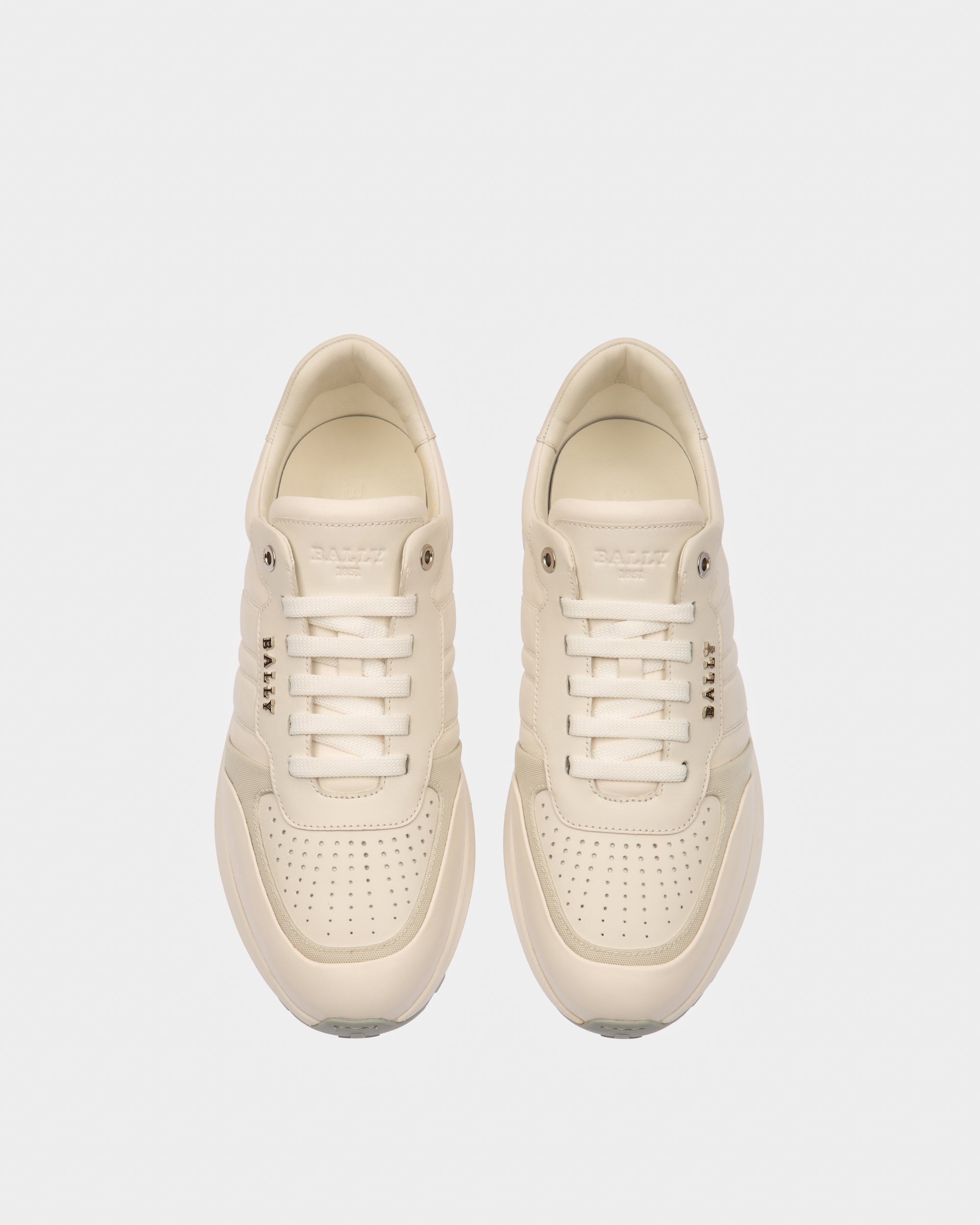 Dessye Sneaker Aus Leder Und Textil In Weiß Und Elfenbein - Herren - Bally - 02