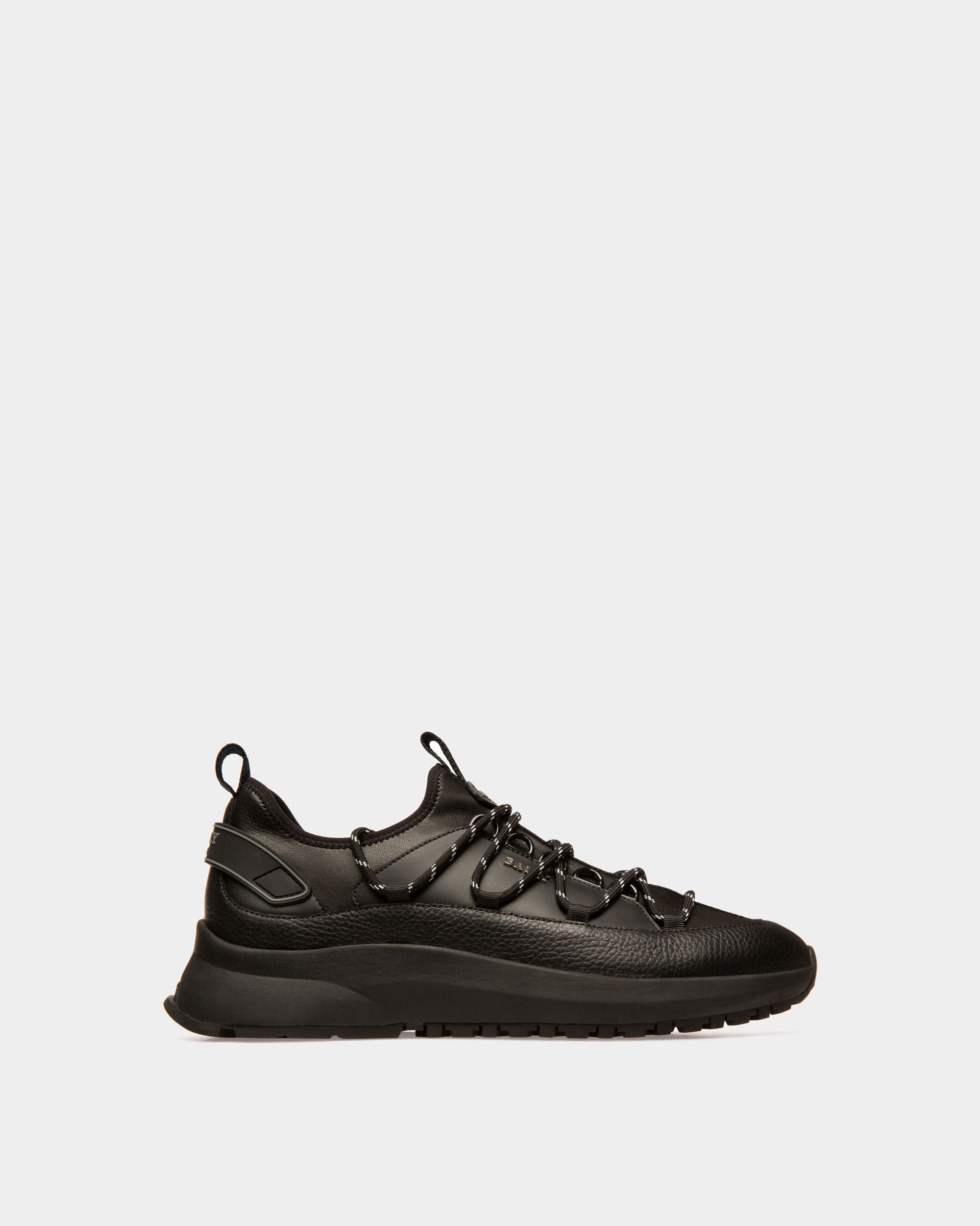 Outline Sneaker Aus Genarbtem Leder In Schwarz - Herren - Bally - 01