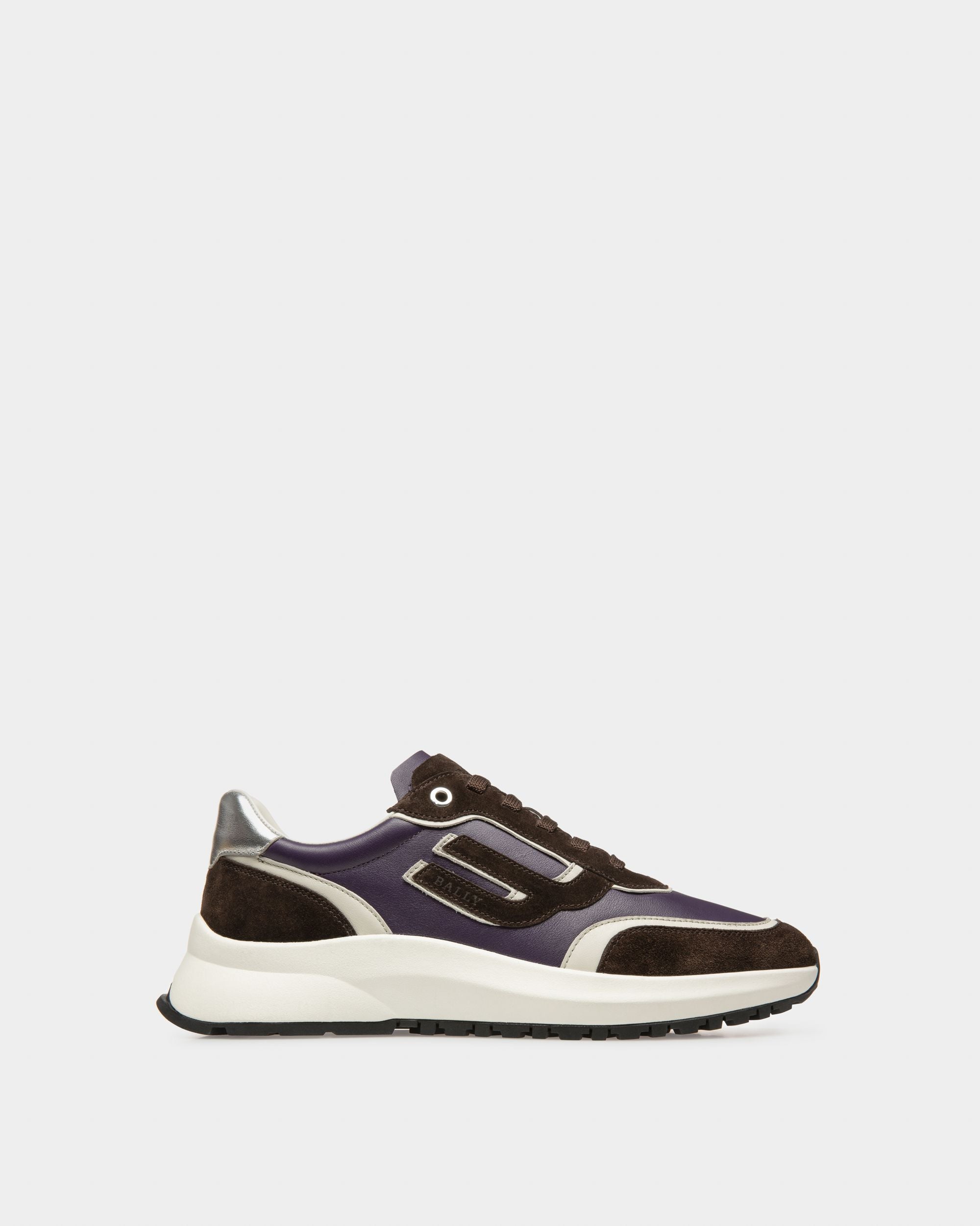 Outline Sneaker Aus Lila Leder Und Braunem Wildleder - Herren - Bally - 01