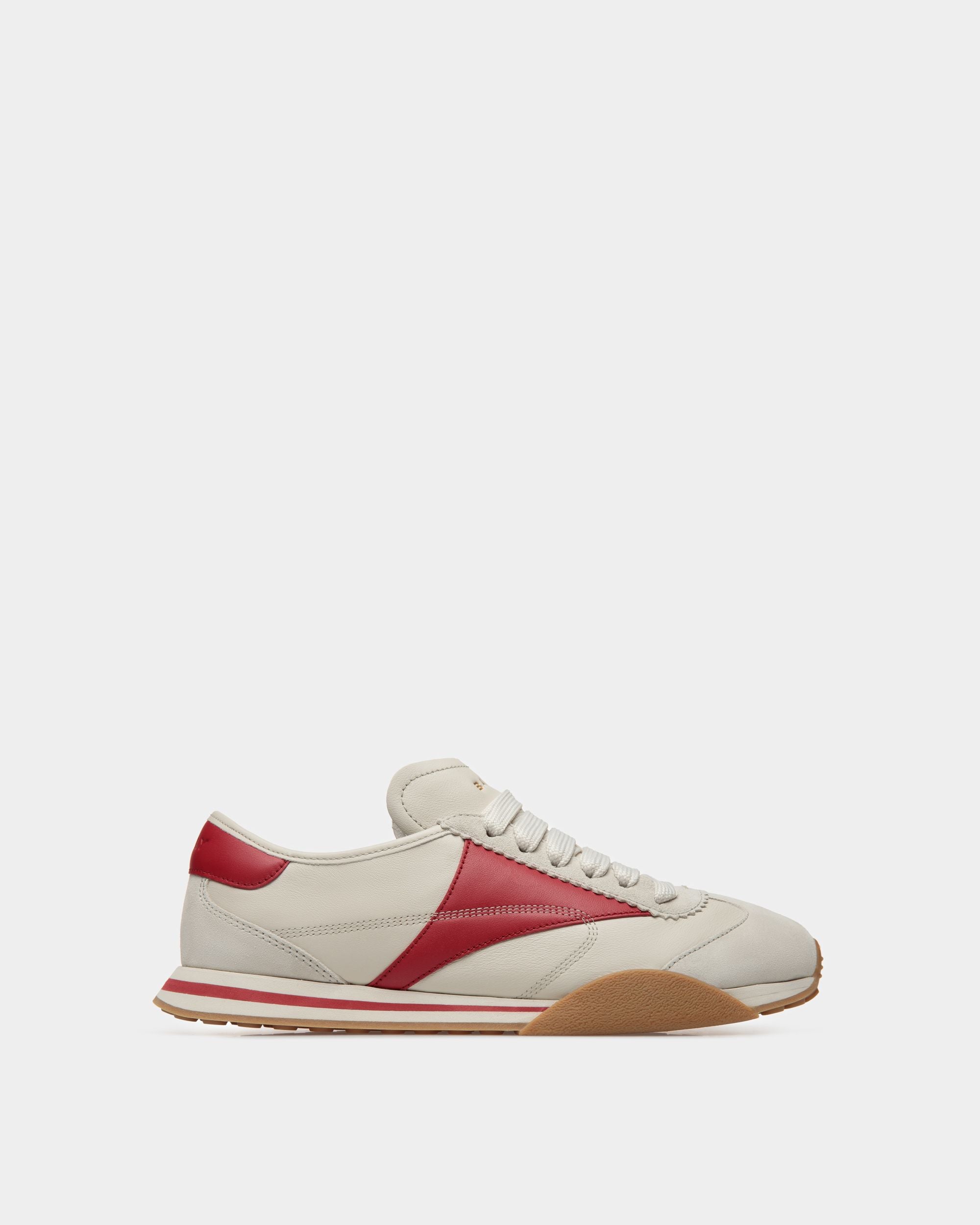 Sussex Sneaker Aus Leder In Staubweiß Und Tiefrubinrot - Herren - Bally - 01