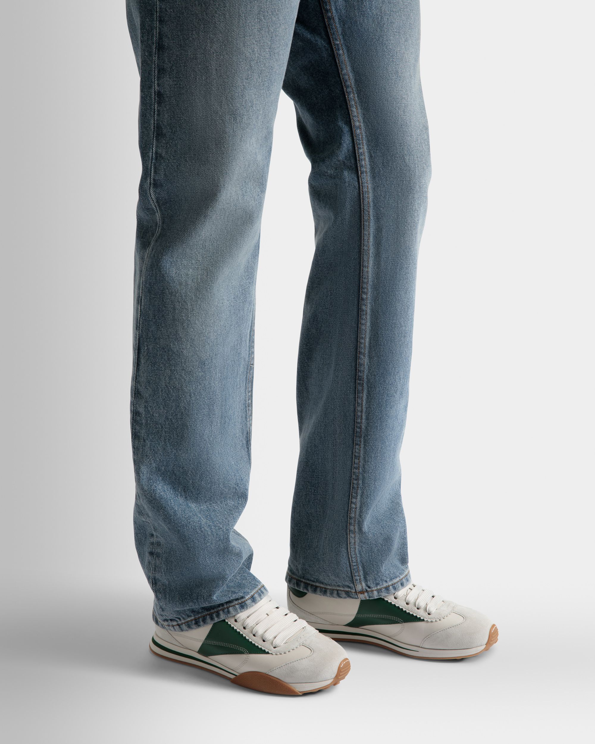 Sussex Sneaker Aus Leder In Staubweiß Und Kelly Green - Herren - Bally - 02