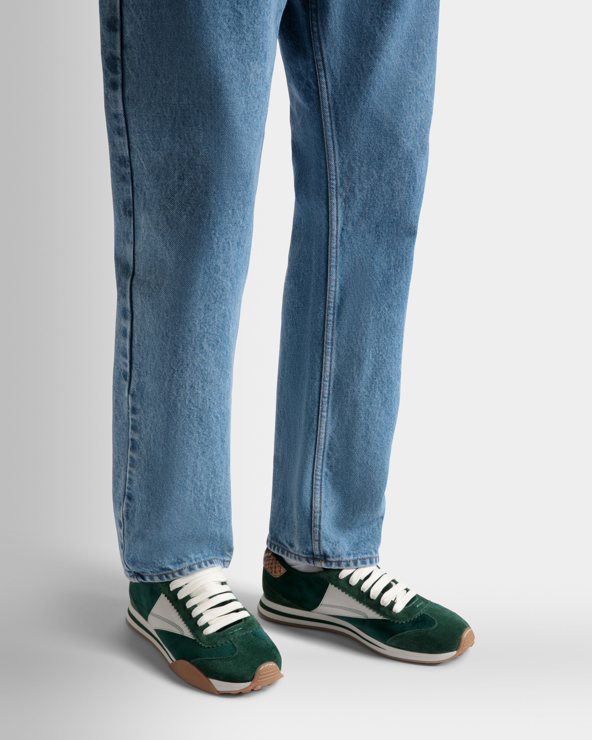 Sussex Sneaker Aus Leder Und Baumwolle In Grün Und Staubweiß - Herren - Bally - 02
