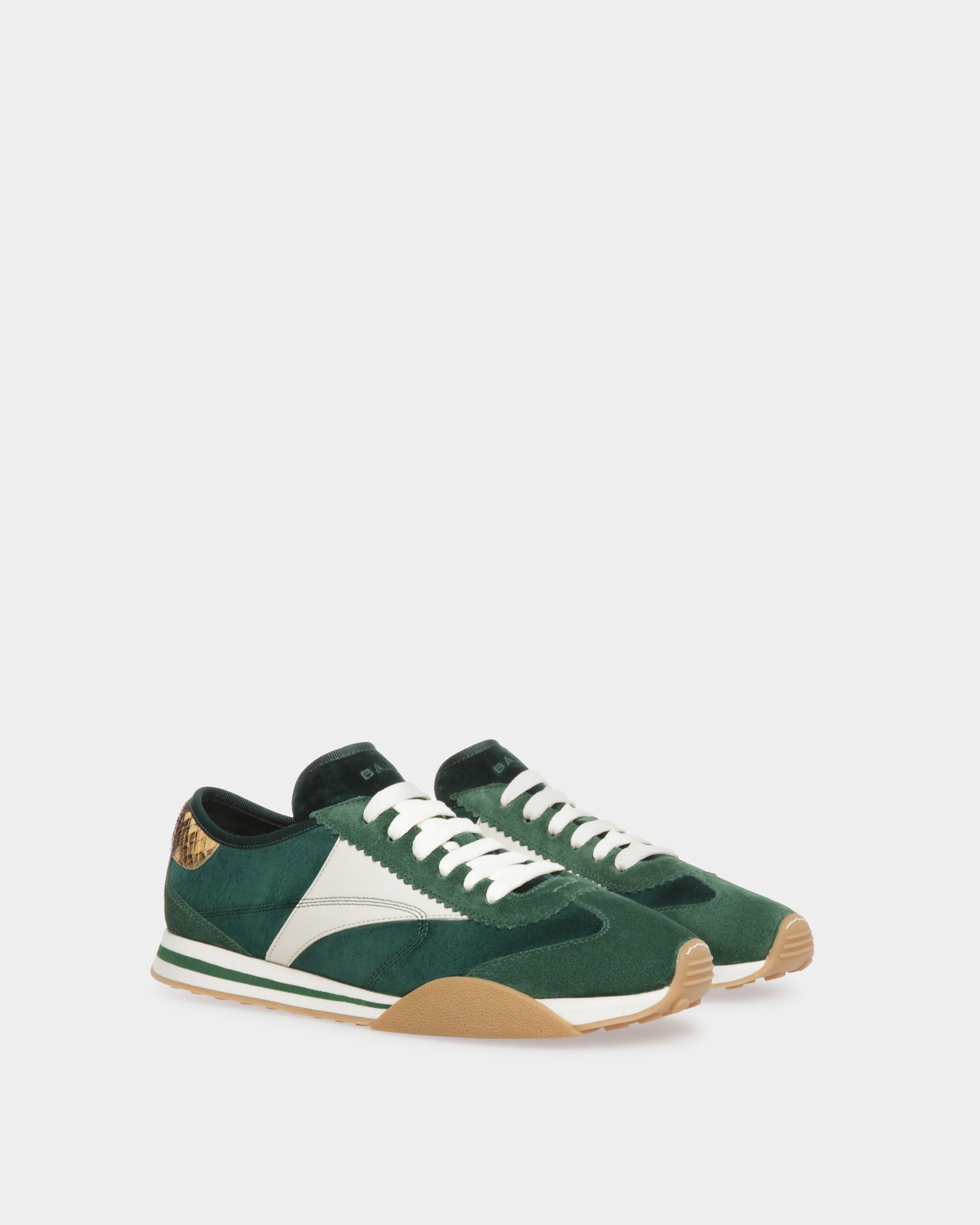 Sussex Sneaker Aus Leder Und Baumwolle In Grün Und Staubweiß - Herren - Bally - 03