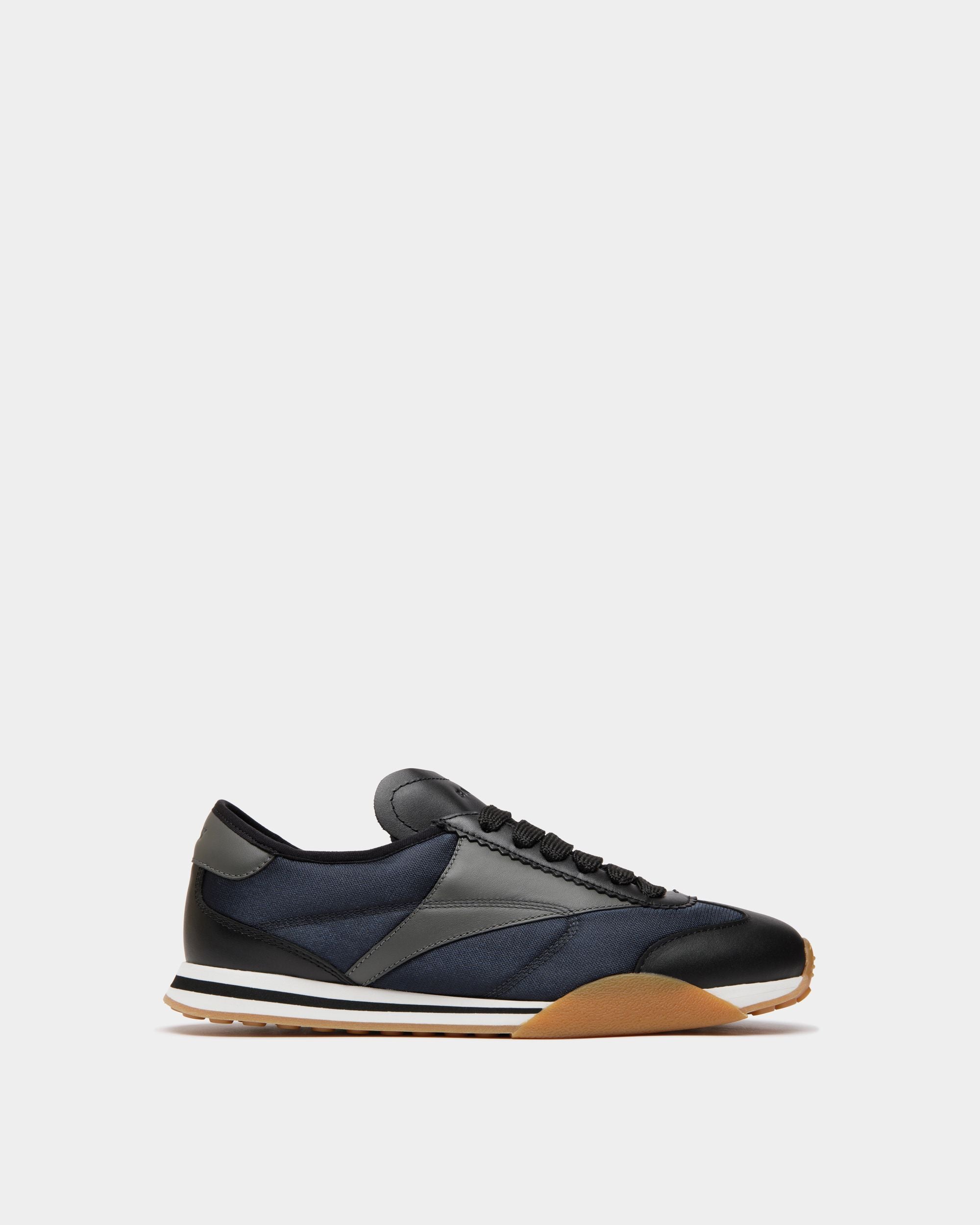 Sussex-Sneaker aus schwarzem und Navy Blue Leder und Stoff - Herren - Bally - 01