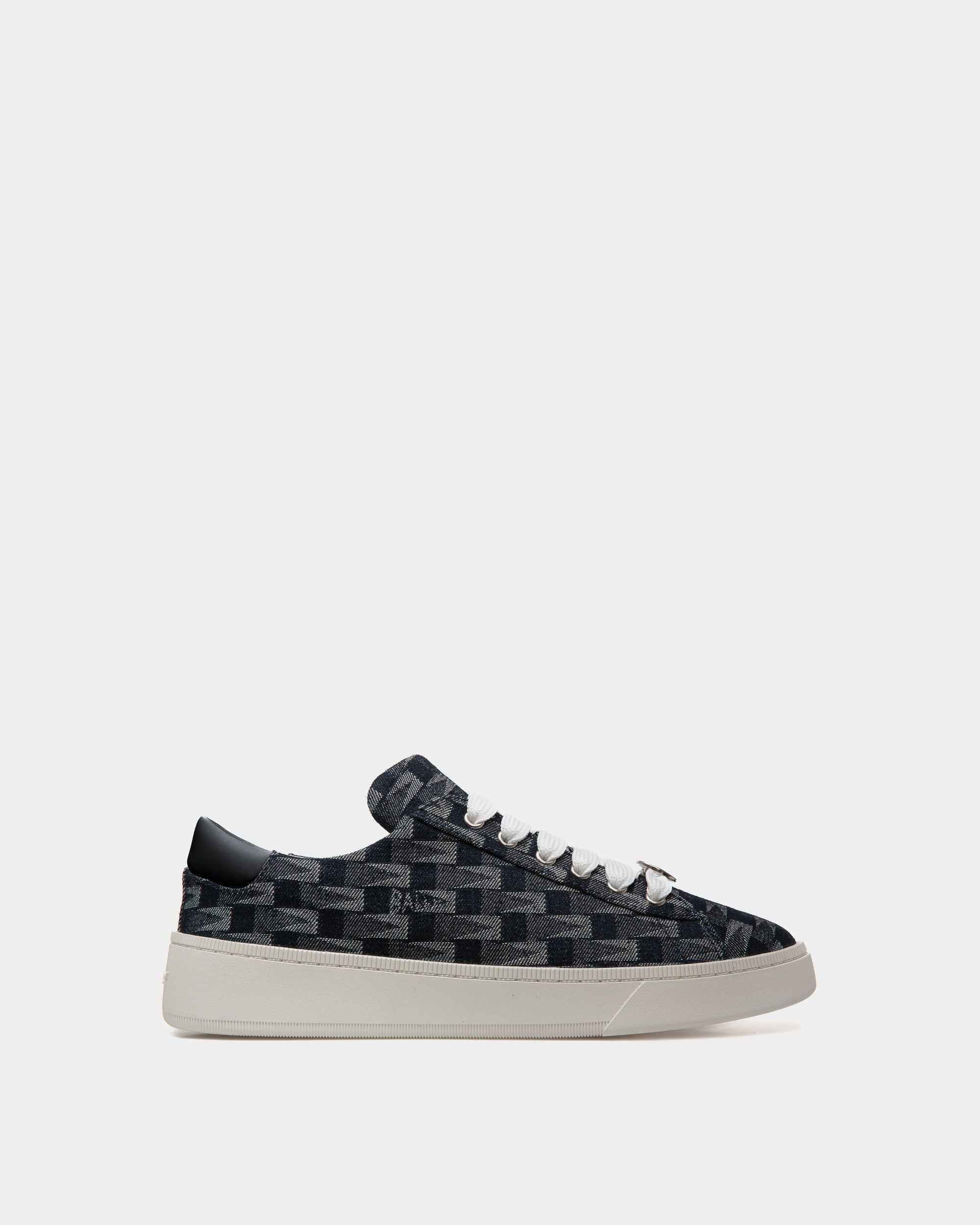 Raise Sneaker Aus Denim In Navy Blue Mit Pennant-Print - Herren - Bally - 01