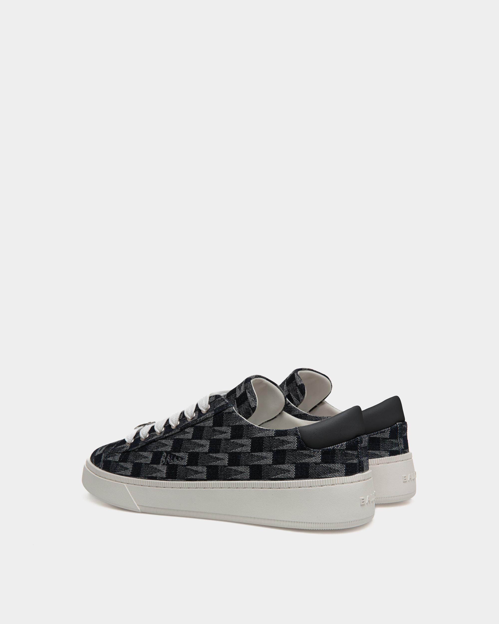 Raise Sneaker Aus Denim In Navy Blue Mit Pennant-Print - Herren - Bally - 03