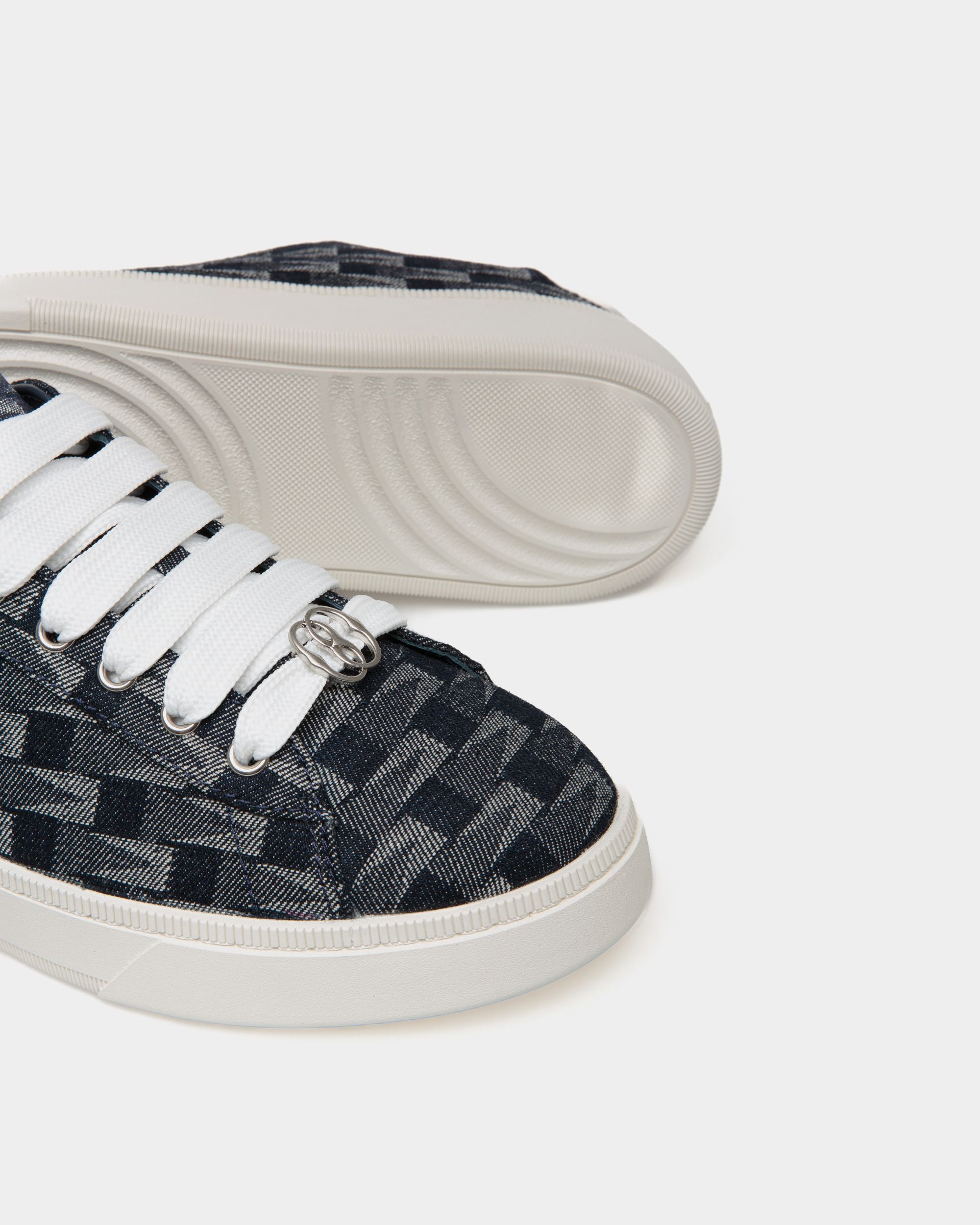 Raise Sneaker Aus Denim In Navy Blue Mit Pennant-Print - Herren - Bally - 04