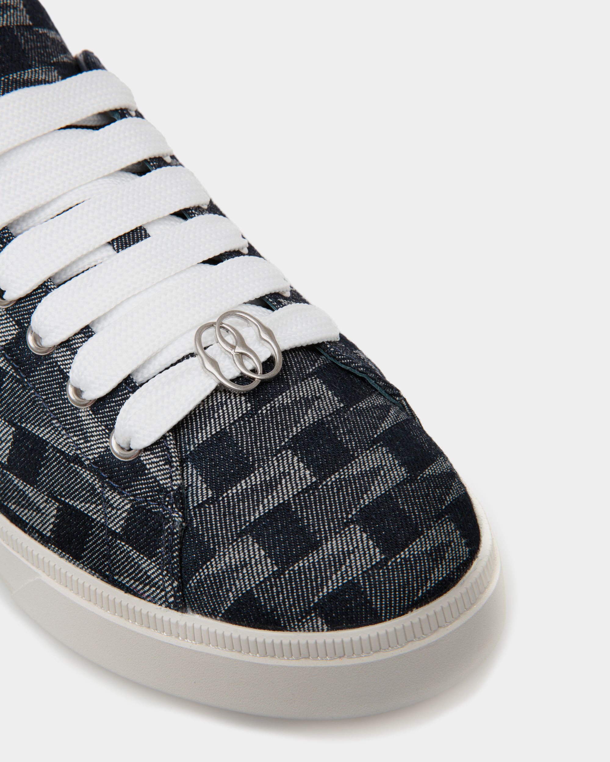 Raise Sneaker Aus Denim In Navy Blue Mit Pennant-Print - Herren - Bally - 05