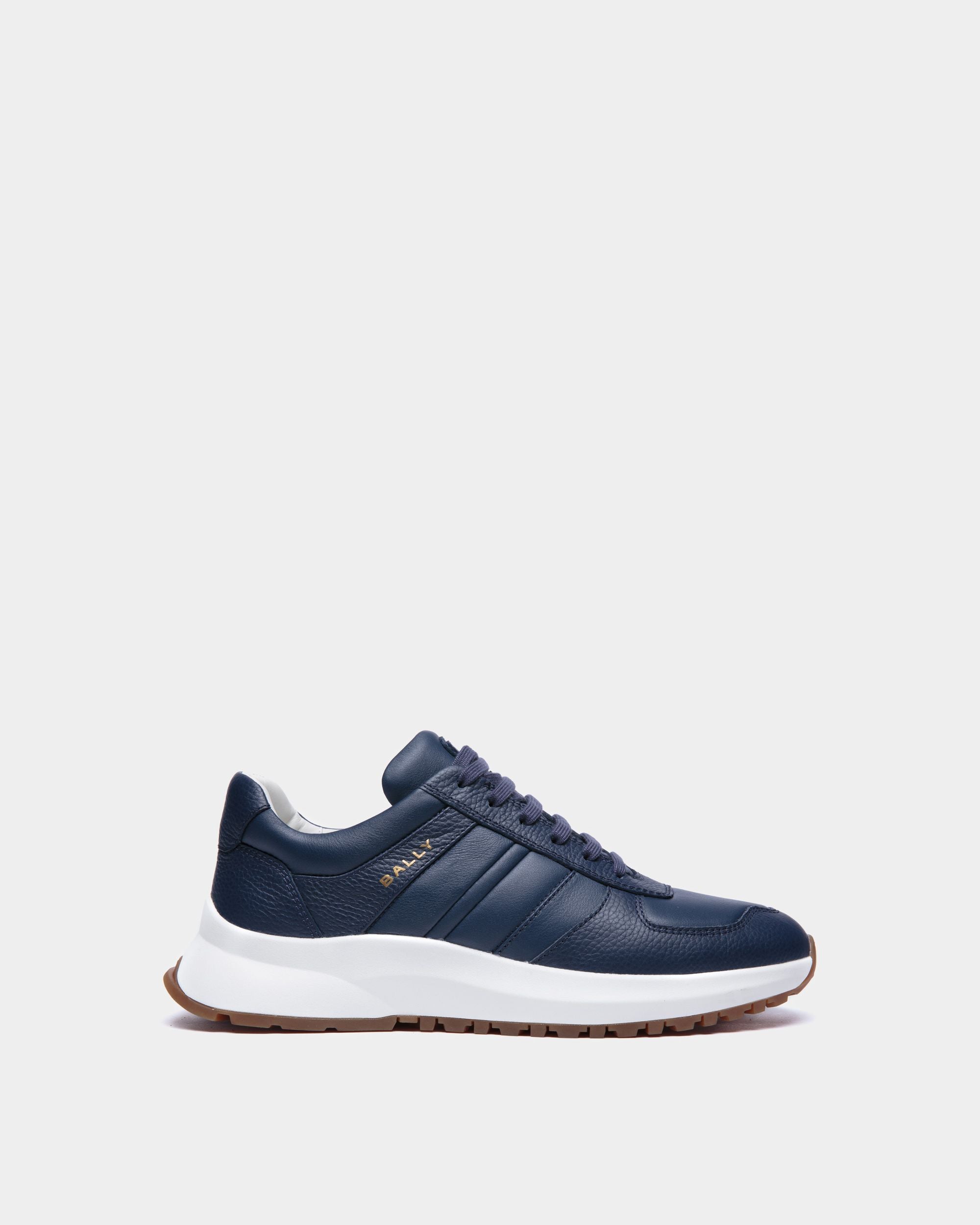 Outline Sneaker Aus Genarbtem Leder In Blau - Herren - Bally - 01